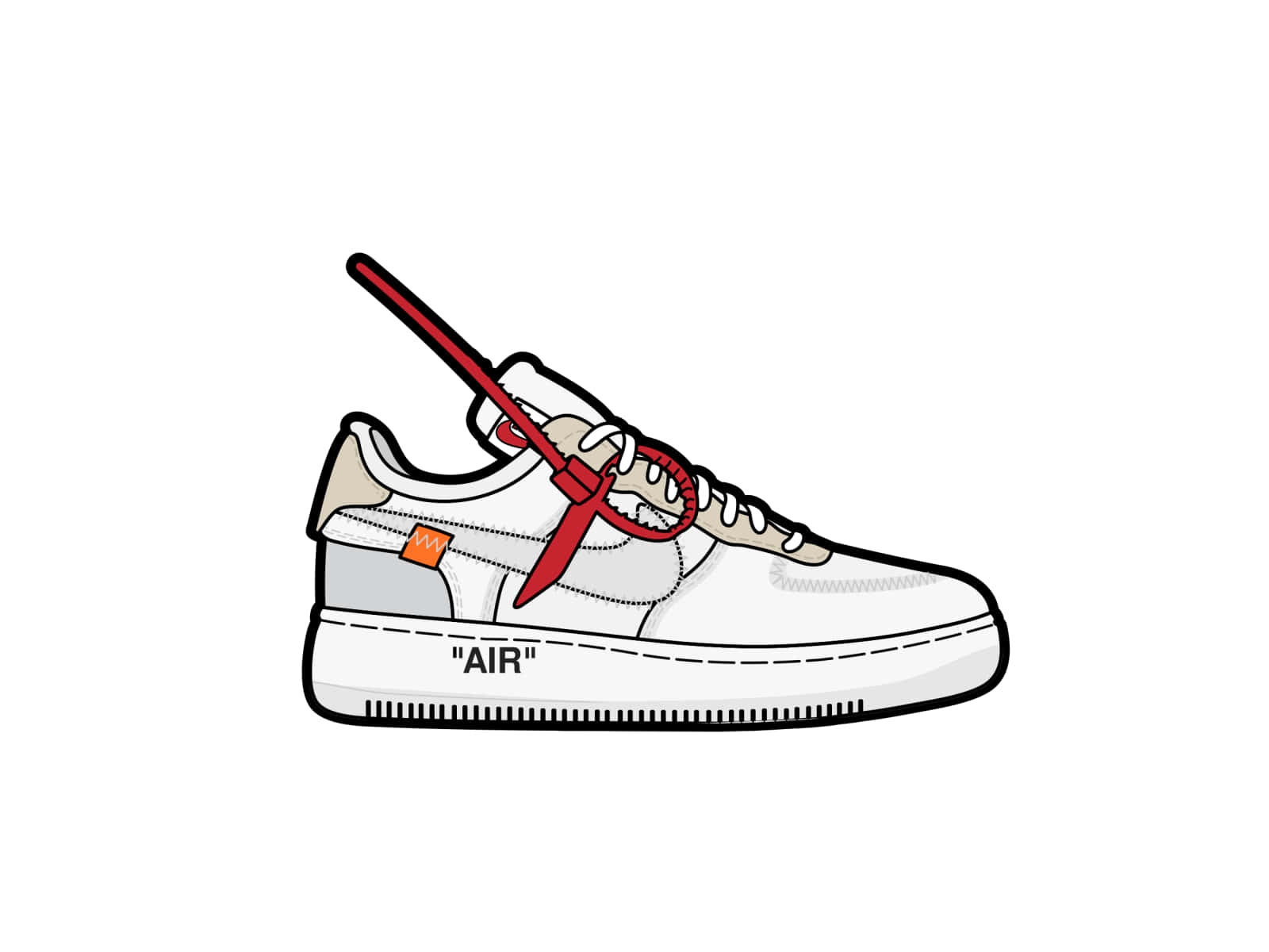 Off White Shoes, white sneaker, red strap, HD Desktop Wallpaper