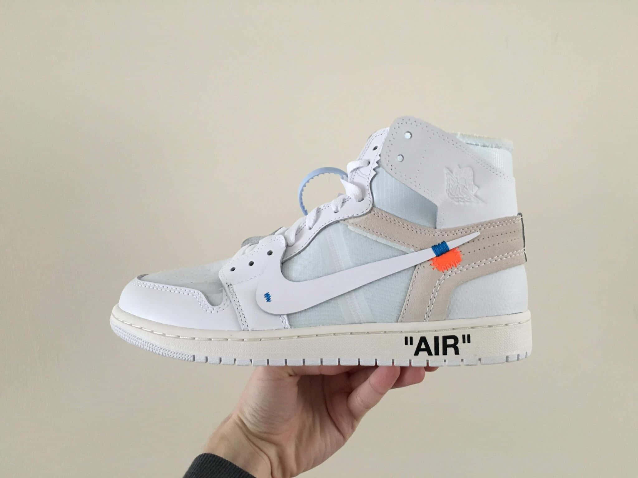 Off White, white high-top sneaker, beige accents, Full HD Desktop Wallpaper