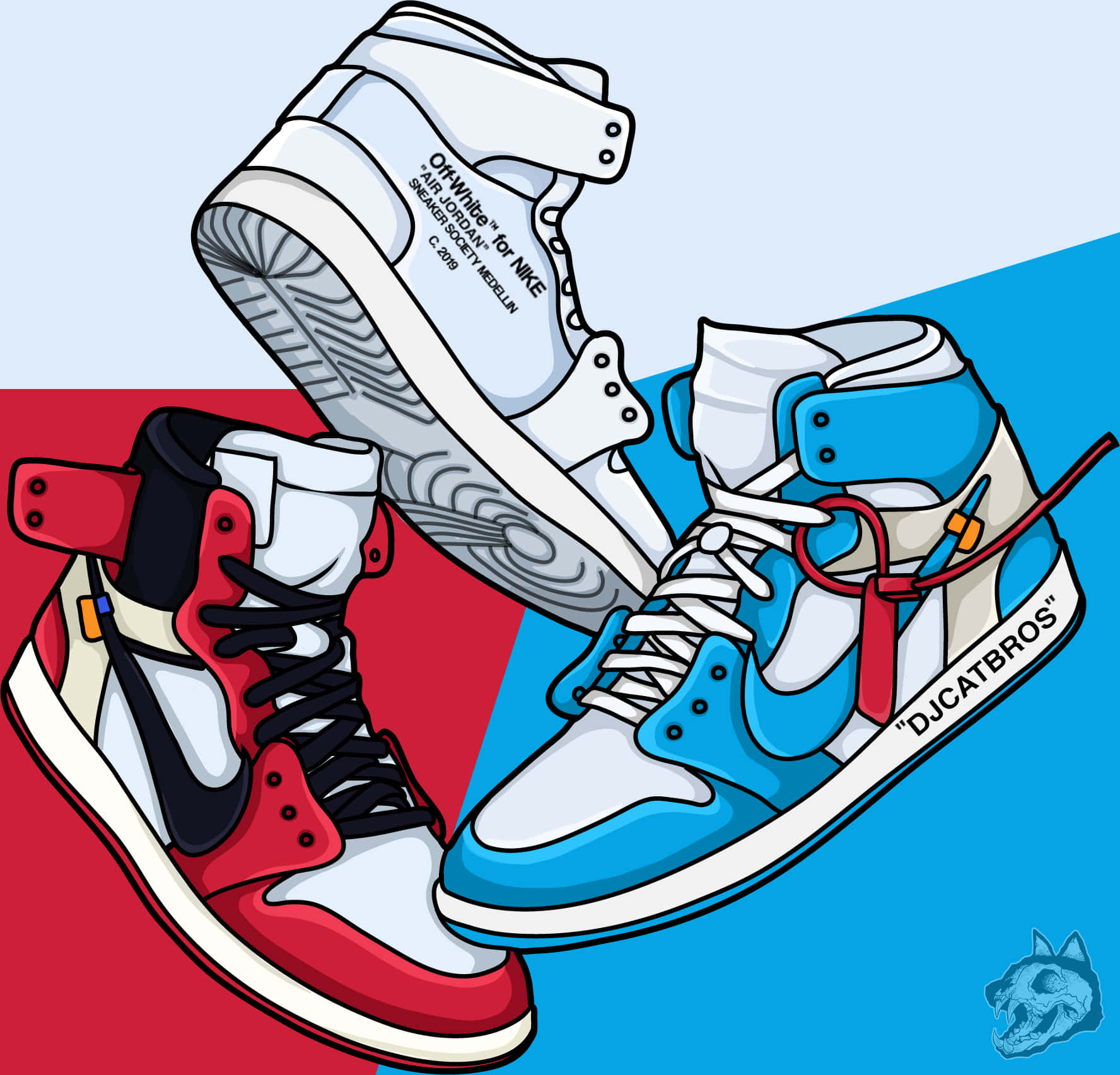 Off White Shoes, red, blue, HD Desktop Wallpaper