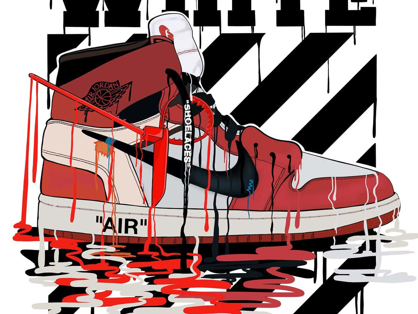 Off White Shoes, white-colored sneaker, blood dripping, HD Desktop Wallpaper