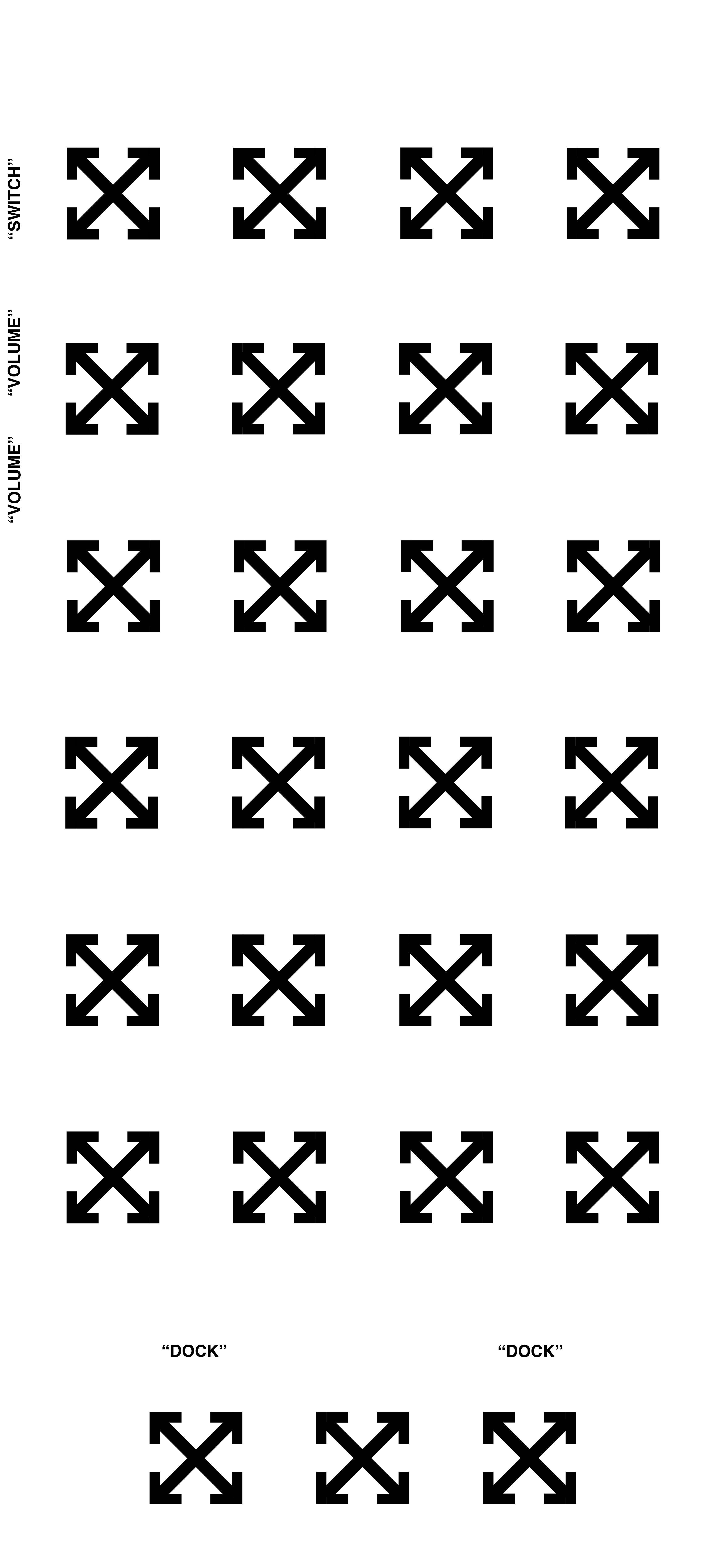 Off-White, black arrow symbols, white background, 5K Phone Wallpaper