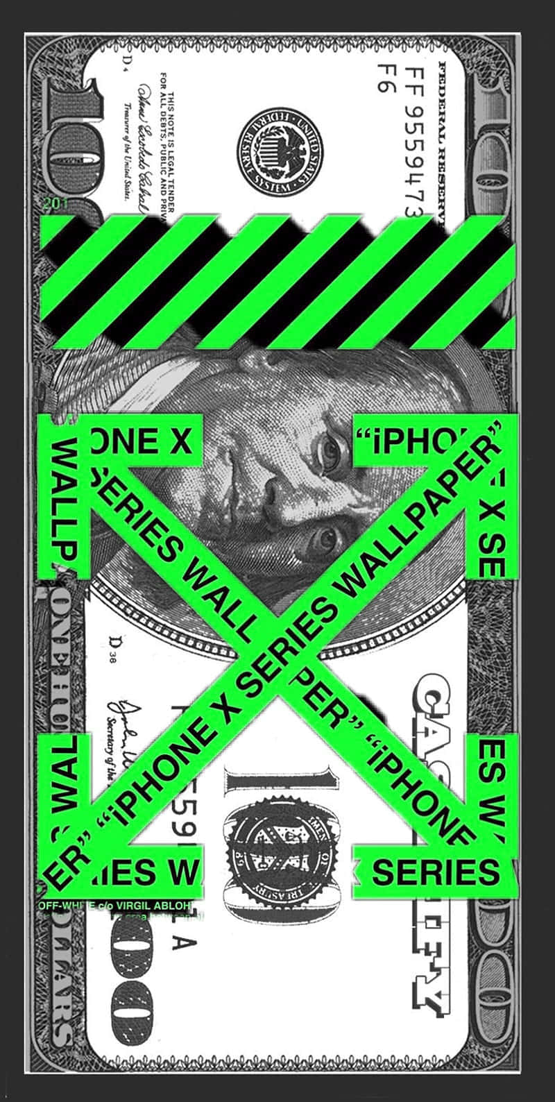 Off White, iPhone X series, hundred-dollar bill, HD Phone Wallpaper