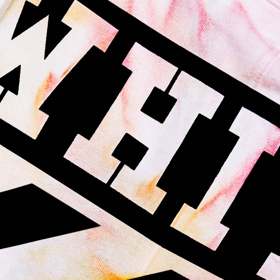 Off White, black geometric letters, pink watercolor bleed, SD Desktop Wallpaper