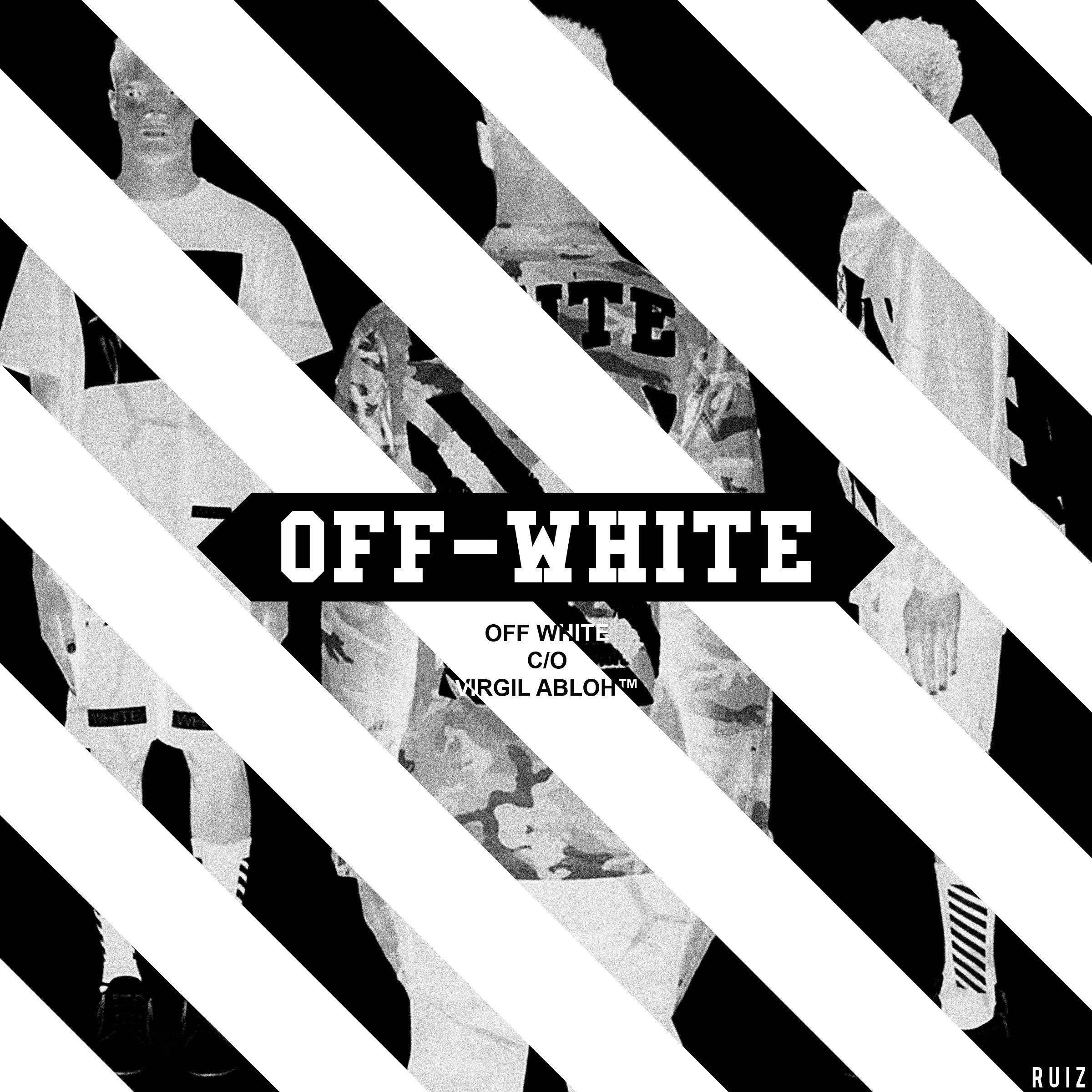 Off White, black and white diagonal stripes, fragmented monochrome images, Full HD Desktop Wallpaper