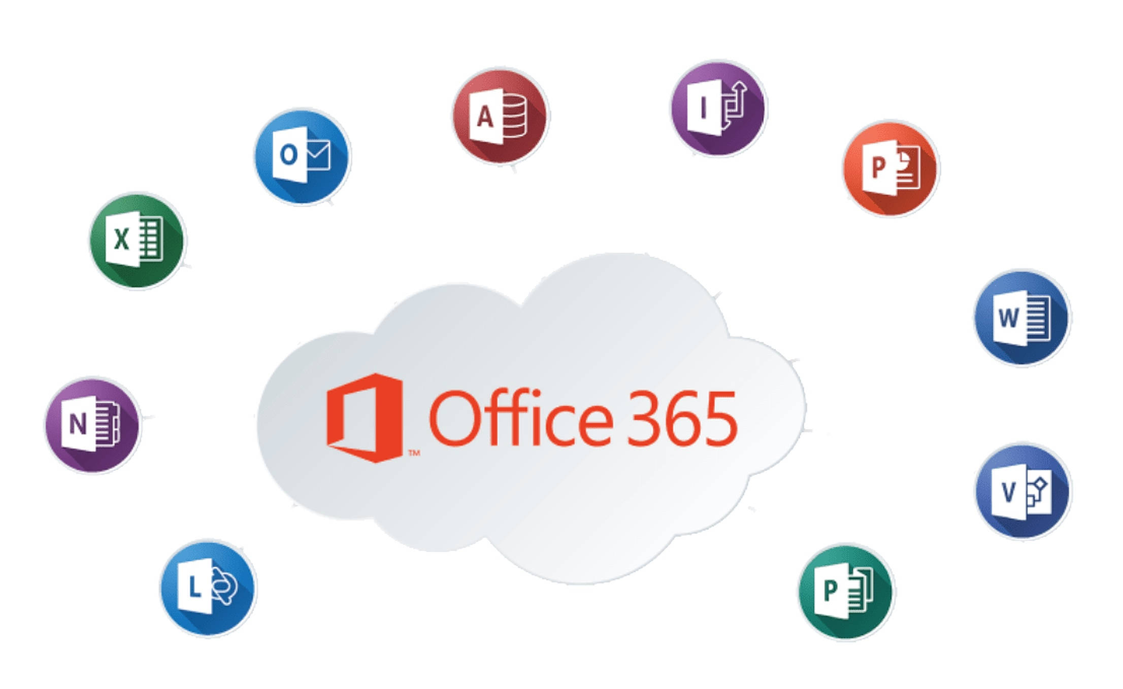Office 365, cloud, app icons, Full HD Desktop Wallpaper