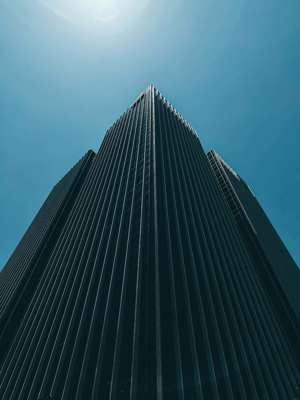 modern skyscraper, dark glass, bright blue sky, HD Phone Wallpaper