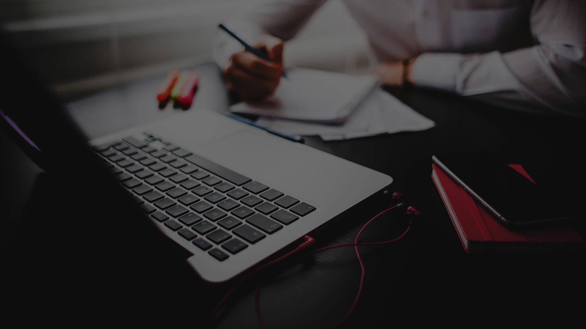 white shirt, laptop, red earphones, Full HD Desktop Wallpaper