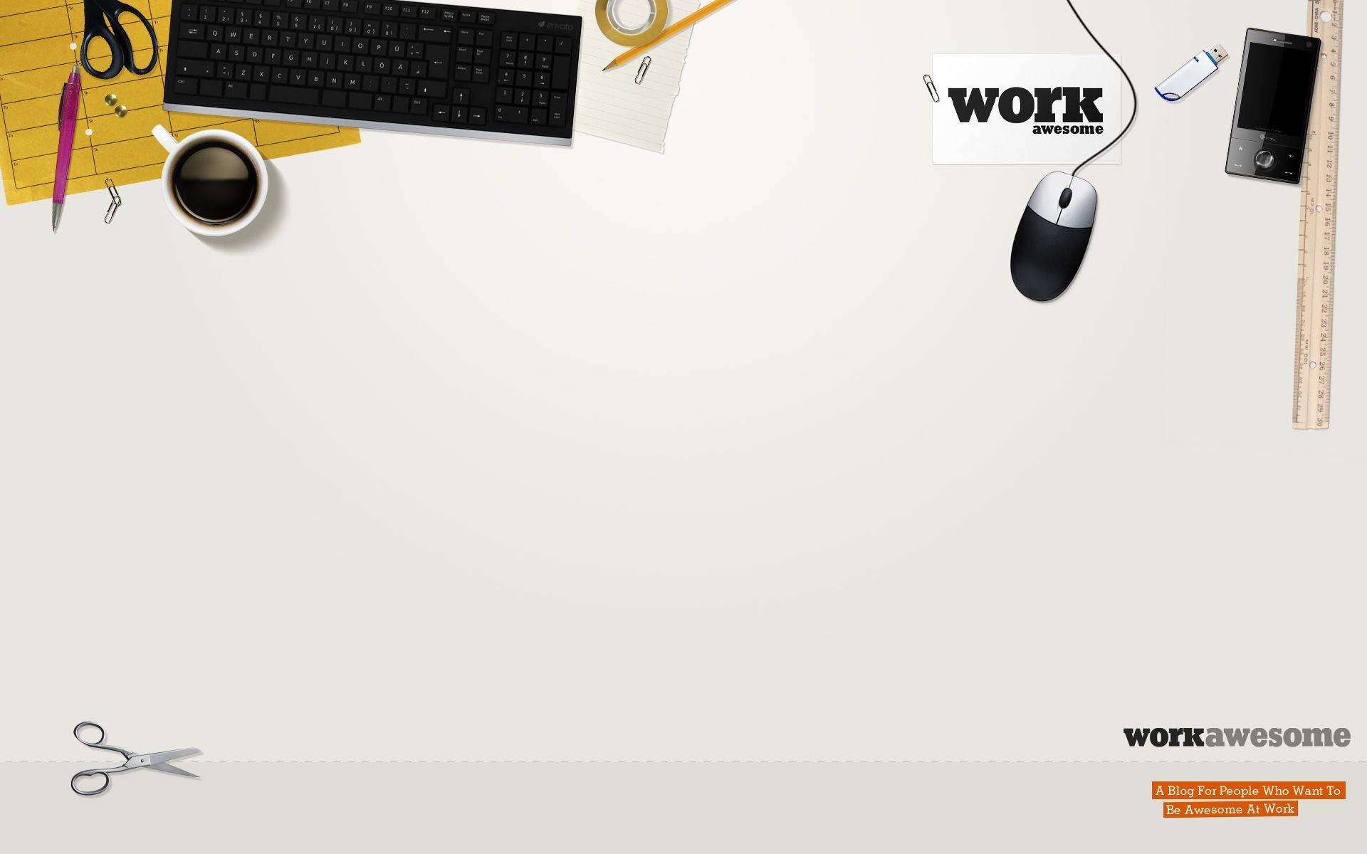 white office desk, keyboard, mouse, Full HD Desktop Wallpaper