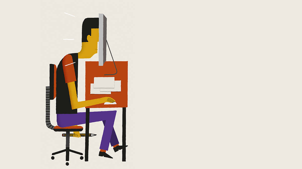 Incompetent Office Worker, desk, computer, SD Desktop Wallpaper
