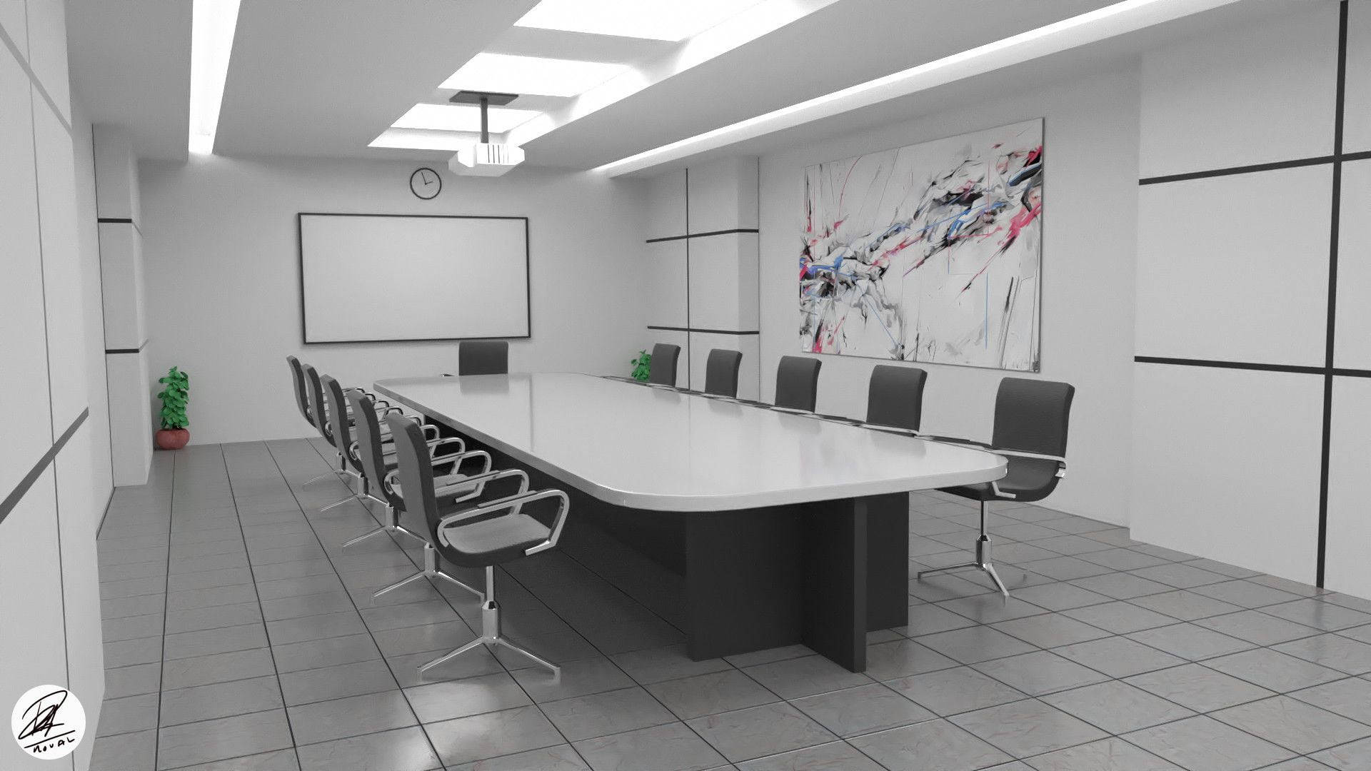 boardroom, conference room, white table, Full HD Desktop Wallpaper