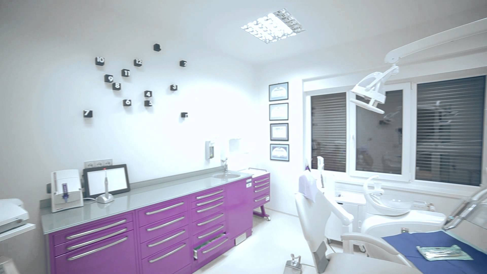 dental office, purple cabinets, white walls, Full HD Desktop Wallpaper