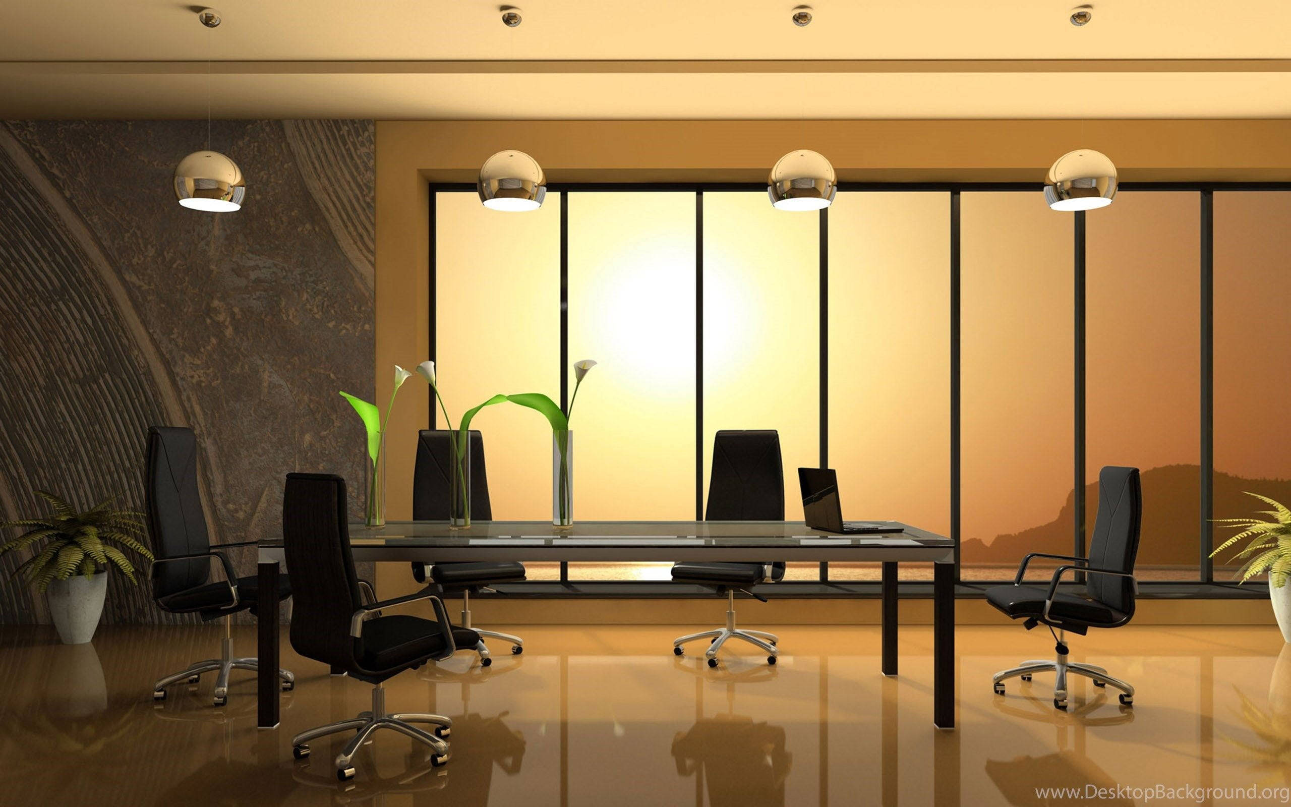 conference room, Zoom background, sleek black chairs, 2K Desktop Wallpaper