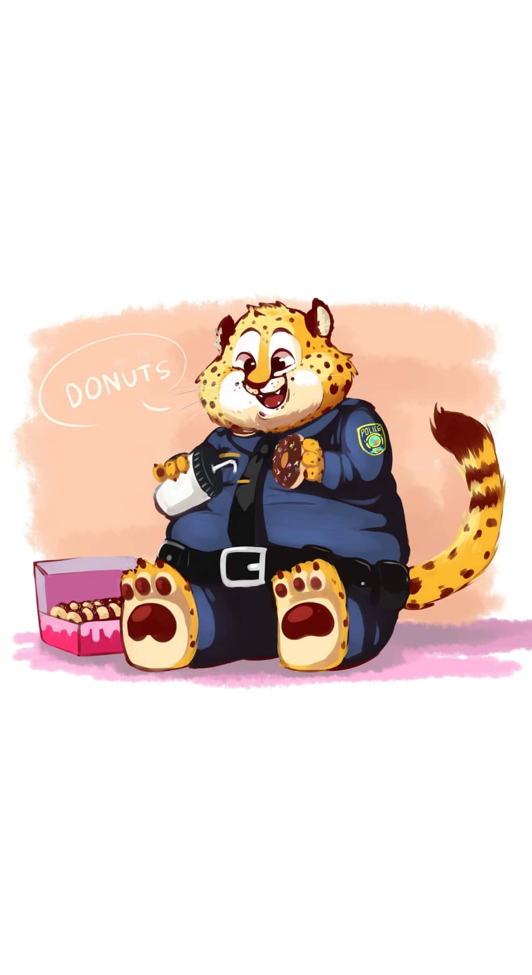 Officer Clawhauser, cartoon leopard, police uniform, Full HD Phone Wallpaper