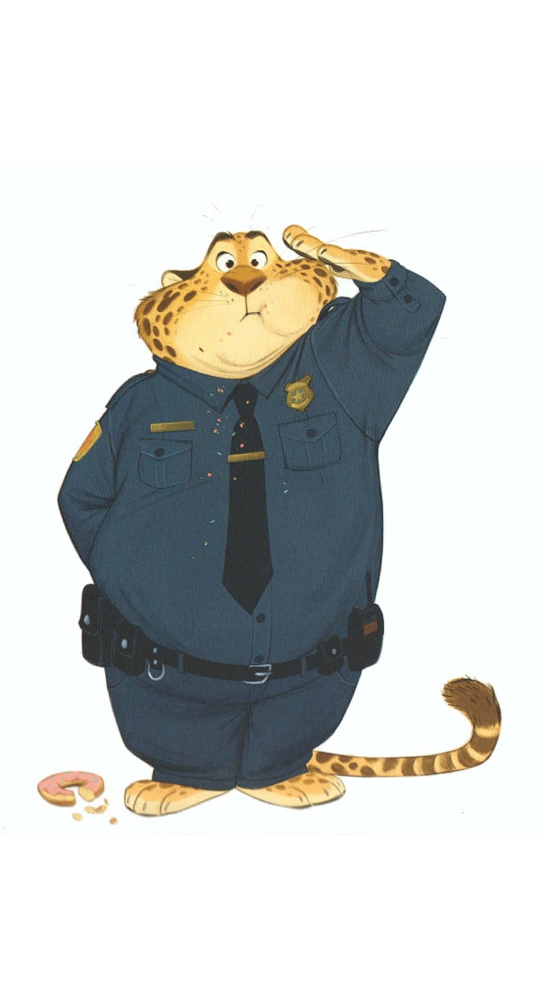 Officer Clawhauser, blue police uniform, cartoon leopard, Full HD Phone Wallpaper