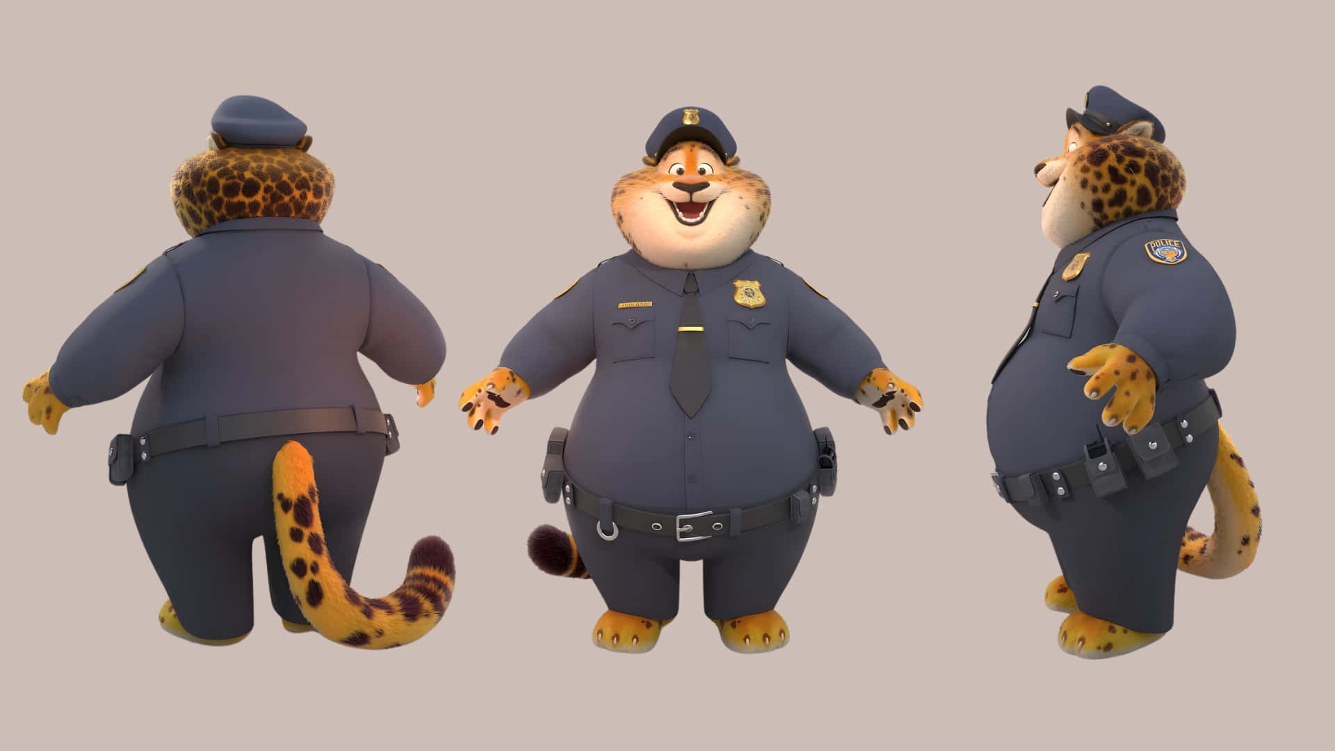 Officer Clawhauser, cartoon leopard, blue police uniform, Full HD Desktop Wallpaper