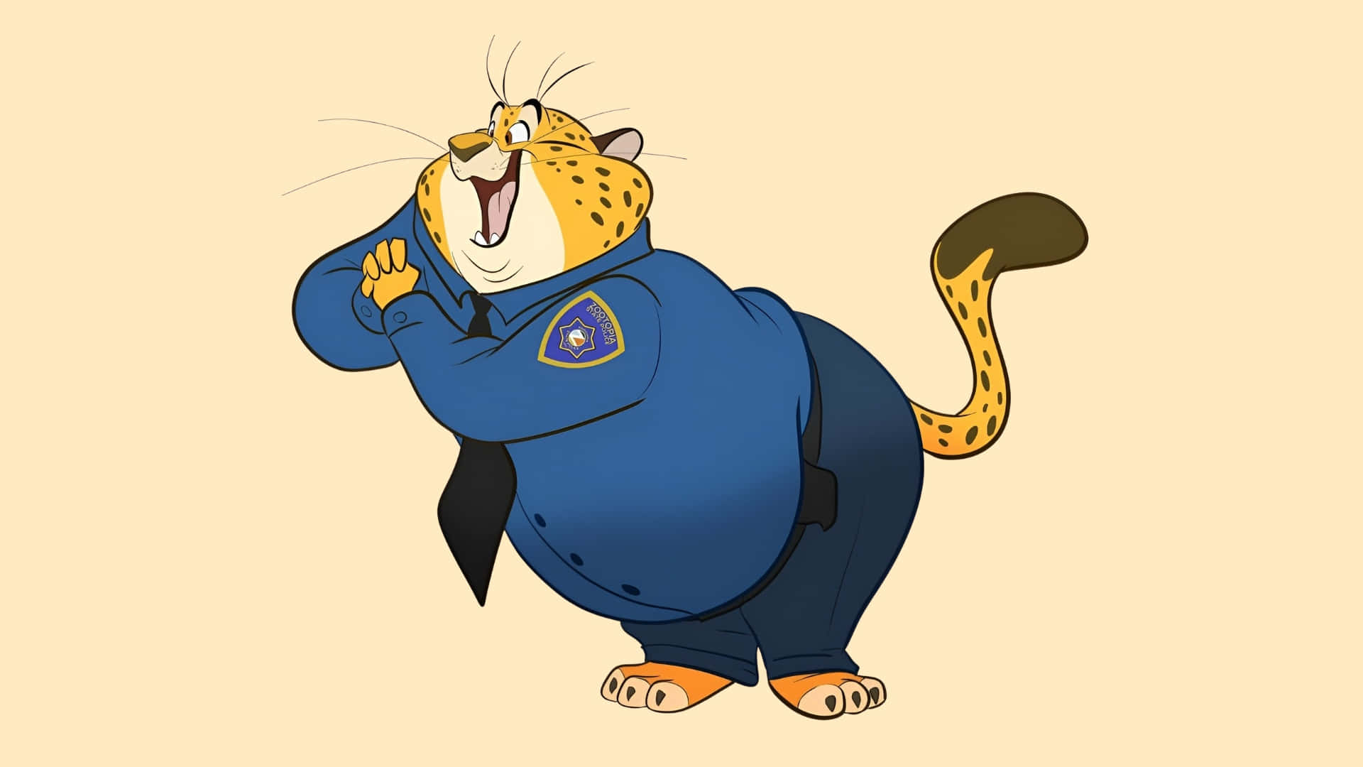 Officer Clawhauser, cartoon leopard, blue police uniform, Full HD Desktop Wallpaper