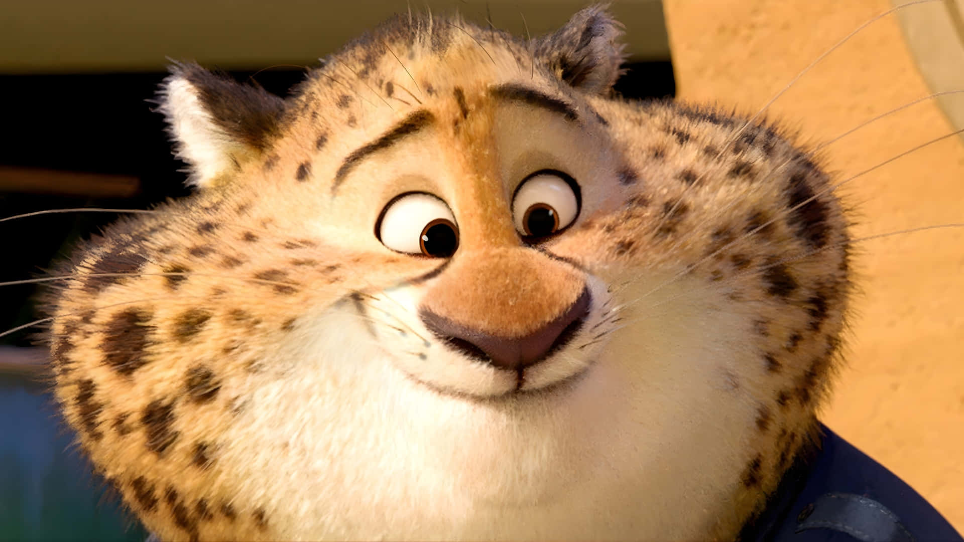 Officer Clawhauser, animated leopard, blue shirt, Full HD Desktop Wallpaper