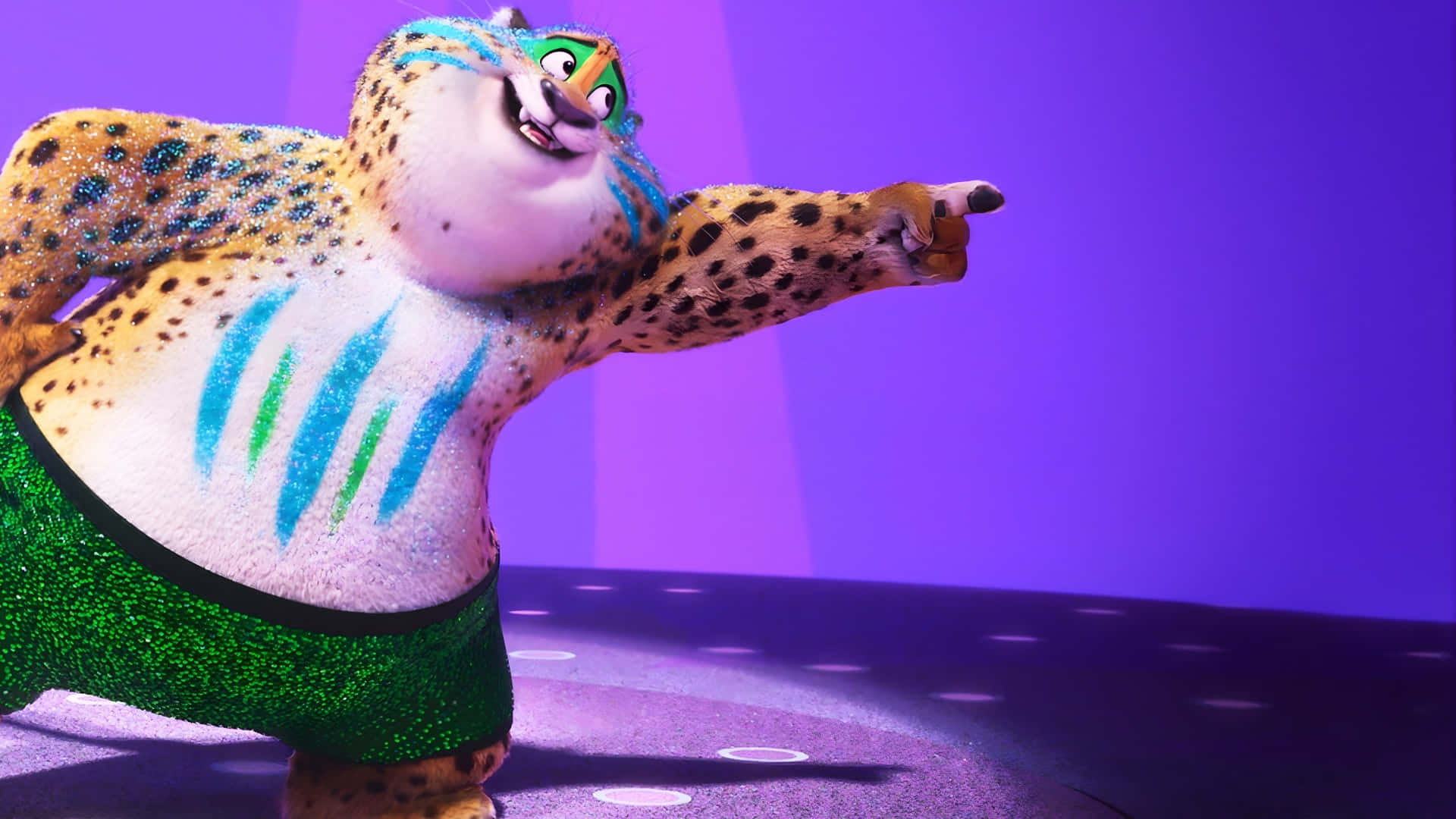 Officer Clawhauser, glittery green shorts, face paint, Full HD Desktop Wallpaper