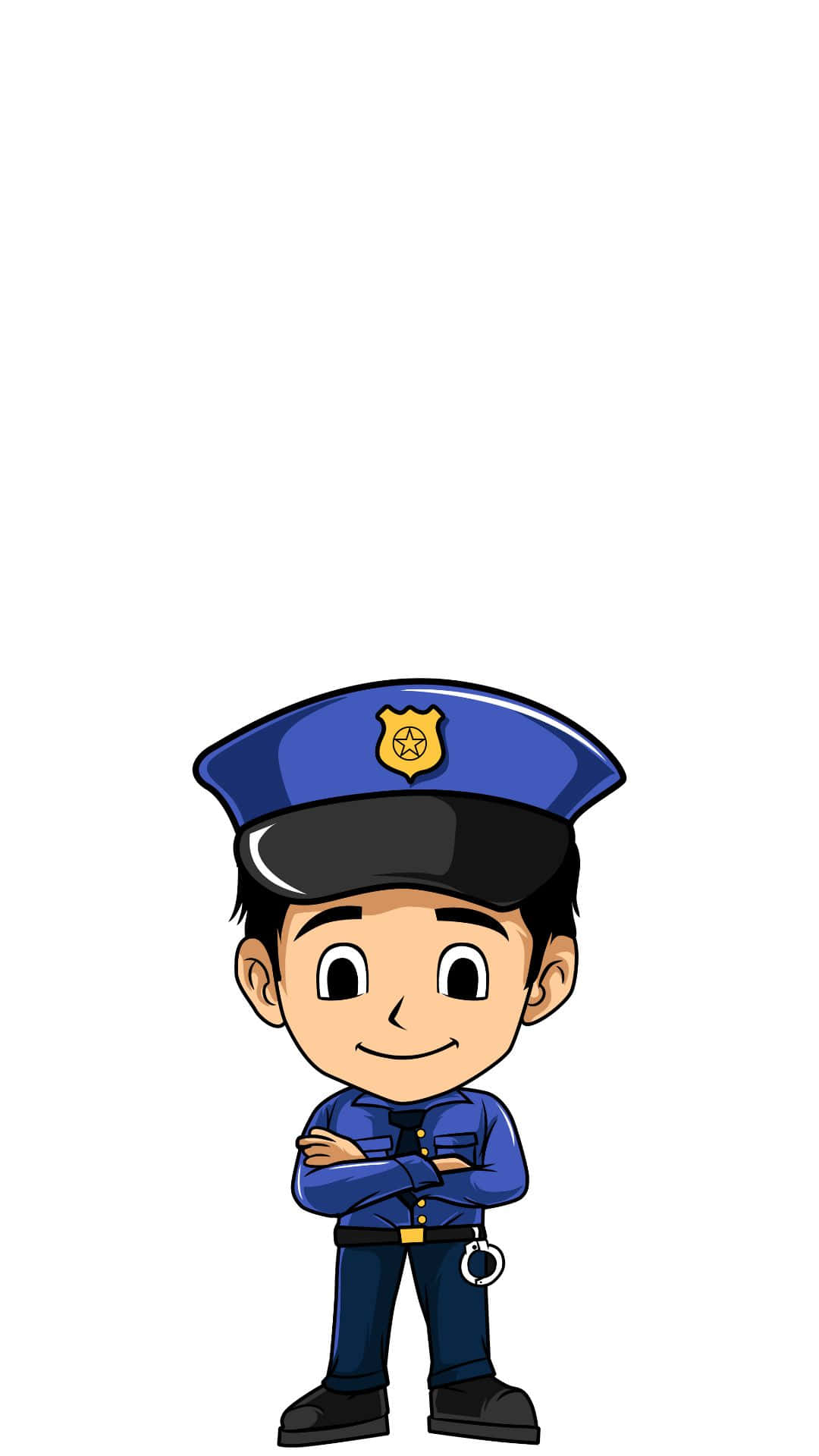 Cute Cop, blue uniform, arms crossed, Full HD Phone Wallpaper