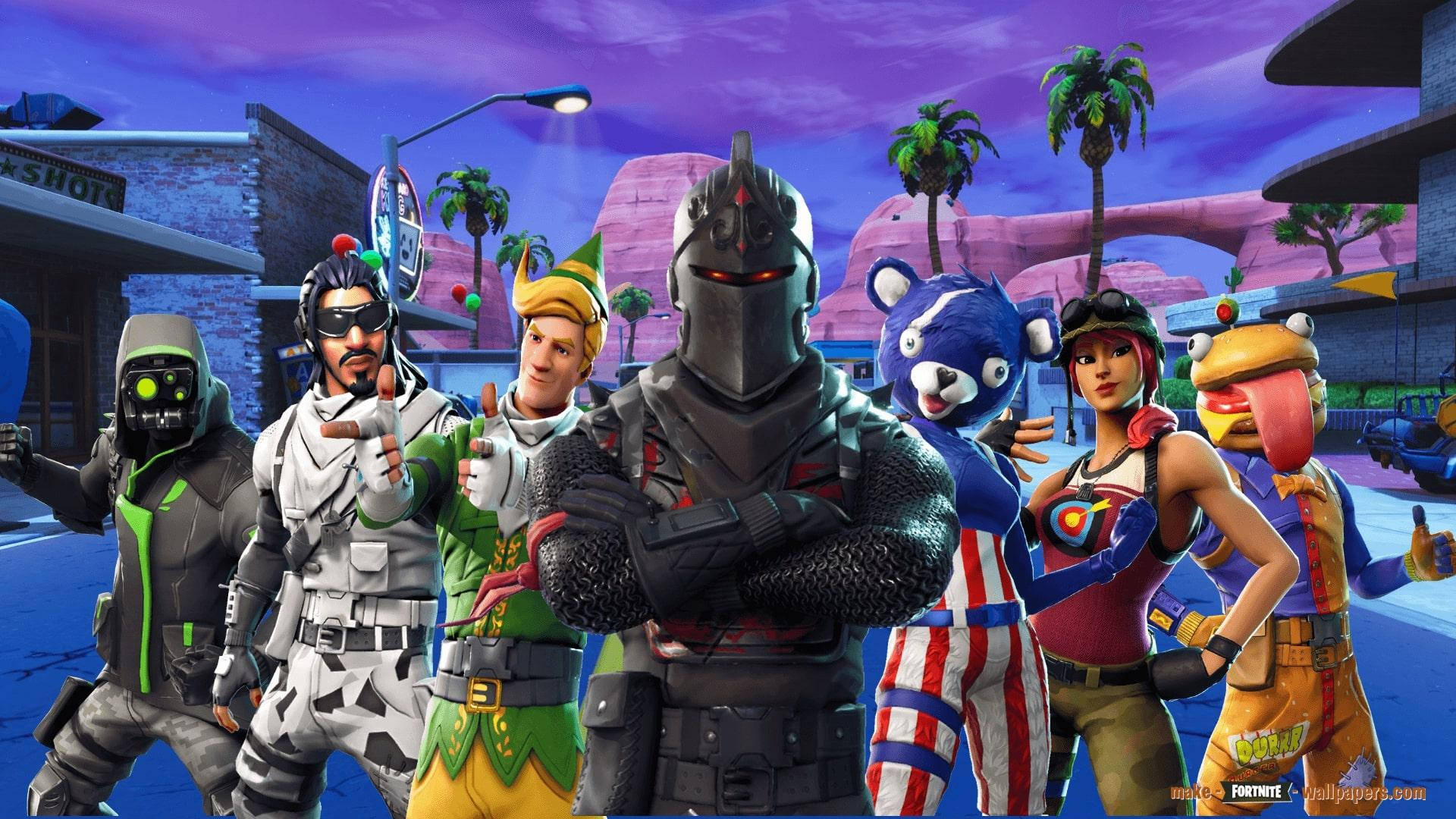 Fortnite, OG Fortnite Skins, purple sky, Full HD Desktop Wallpaper