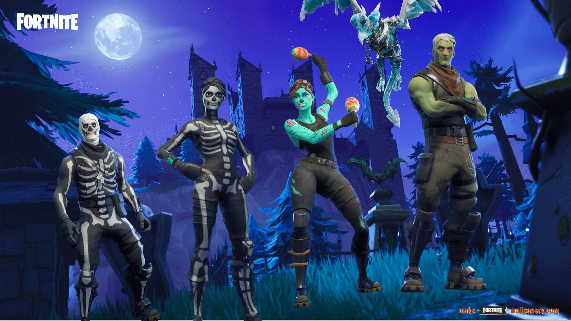 OG Fortnite Skins, skeletons, glowing figure, Full HD Desktop Wallpaper