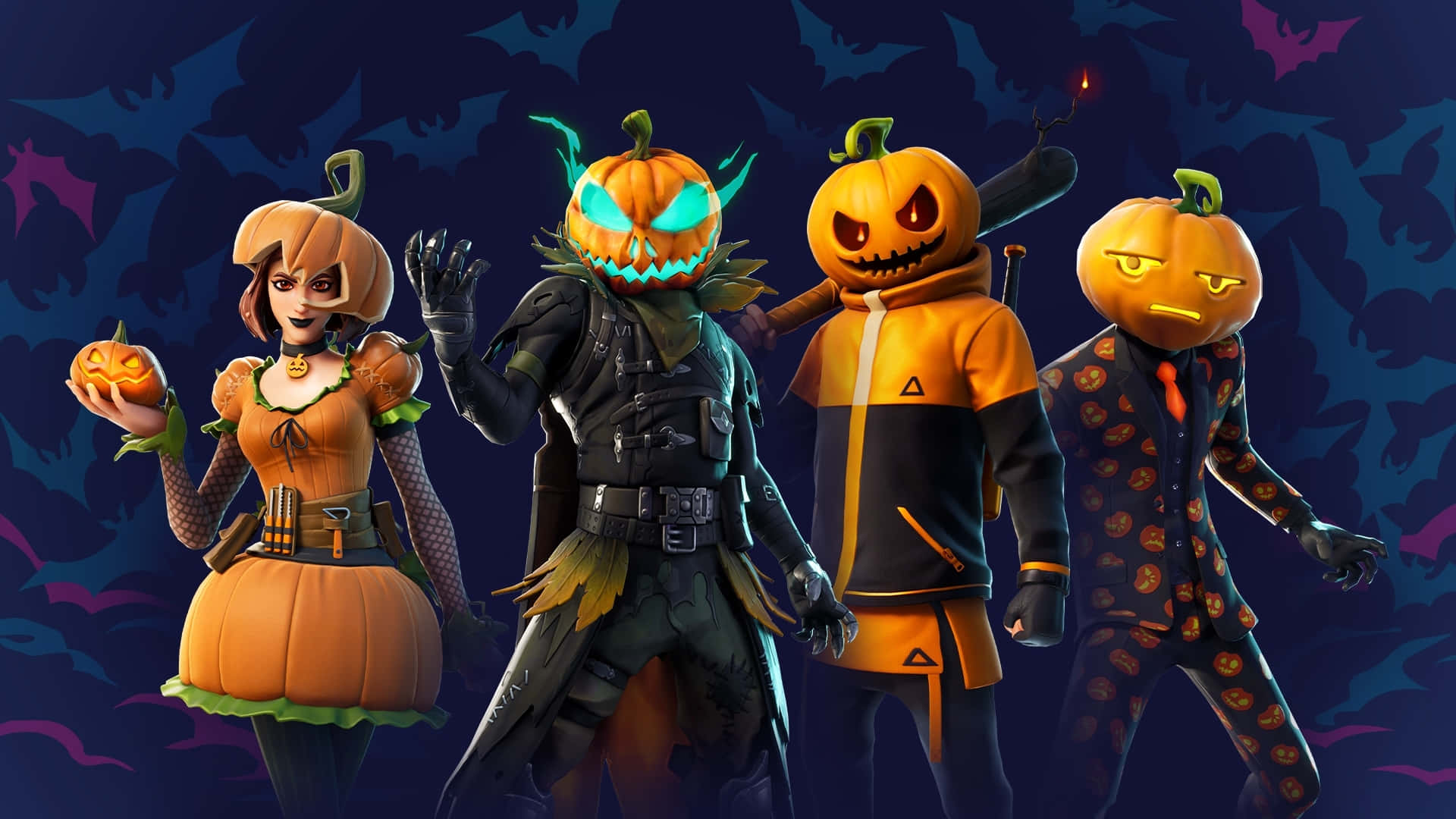 Fortnite, Carved Pumpkin, glowing eyes, Full HD Desktop Wallpaper