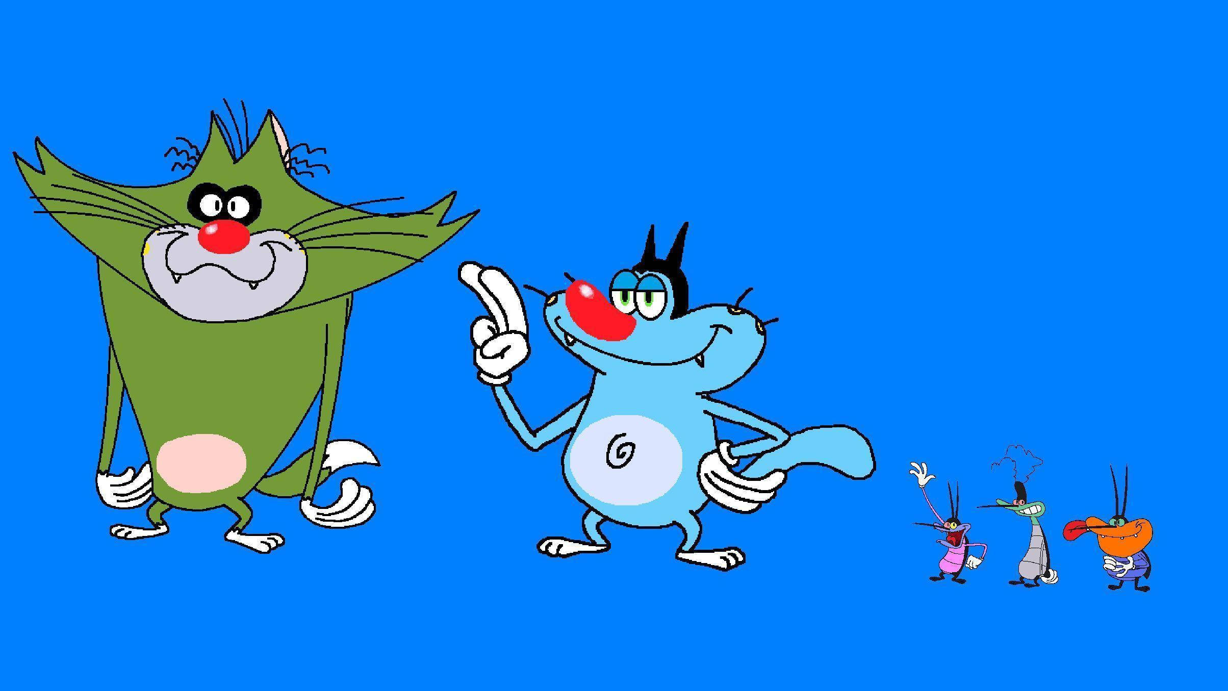Oggy And The Cockroaches, MS Paint, red noses, Full HD Desktop Wallpaper