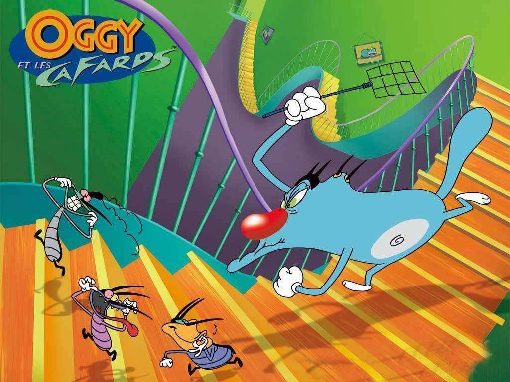 Oggy And The Cockroaches, blue cat, red nose, SD Desktop Wallpaper