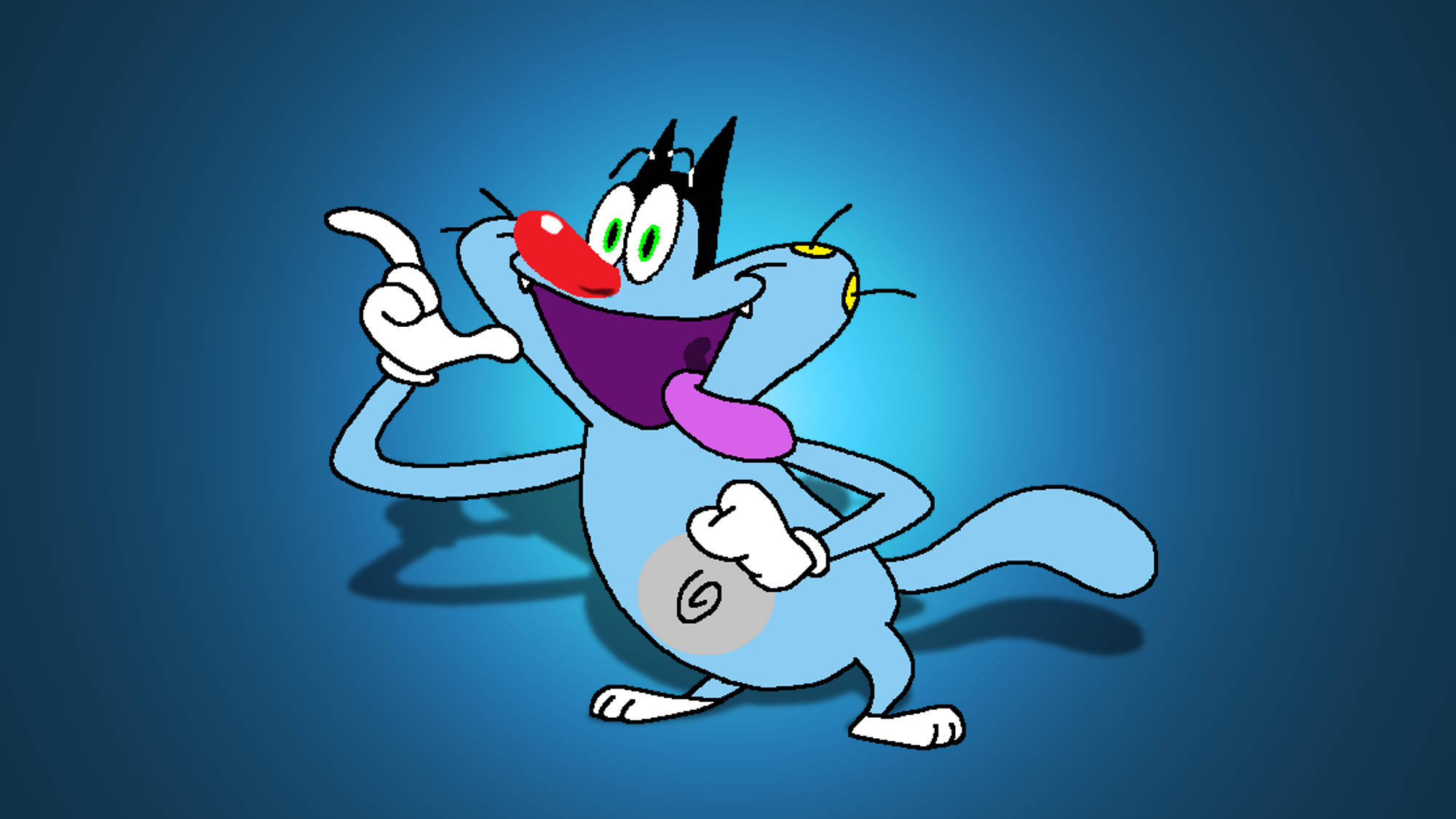 Oggy And The Cockroaches, blue cartoon cat, red nose, Full HD Desktop Wallpaper