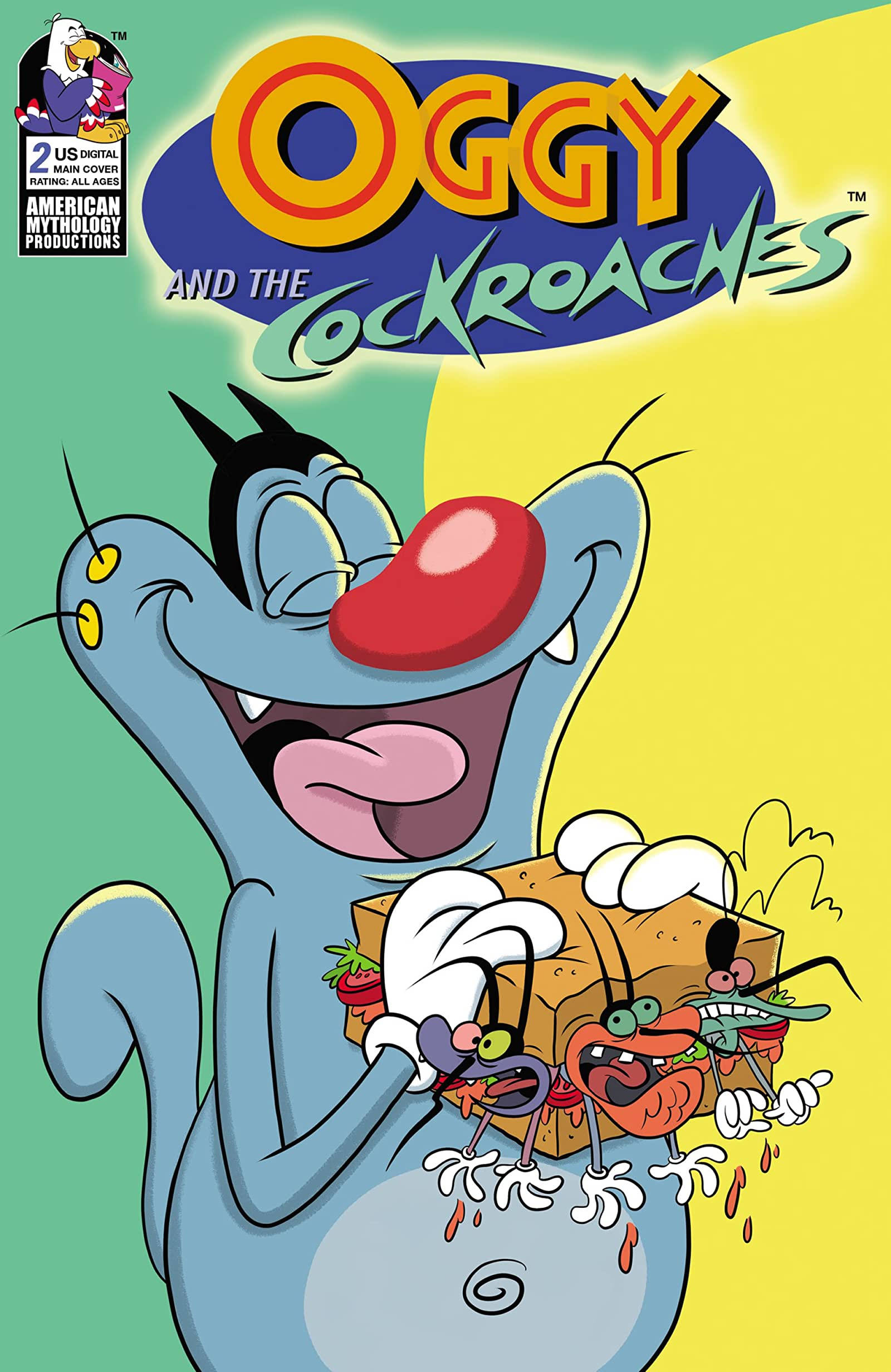 Oggy And The Cockroaches, blue cartoon cat, red nose, Full HD Phone Wallpaper