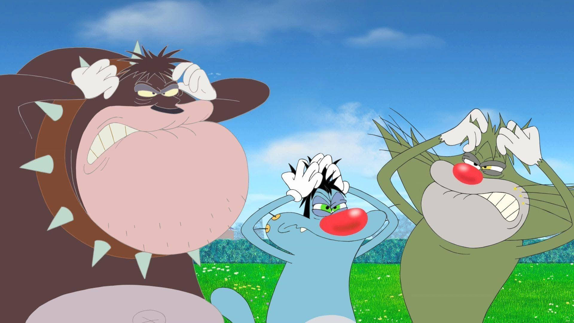 Oggy And The Cockroaches, cartoon cats, angry expressions, Full HD Desktop Wallpaper