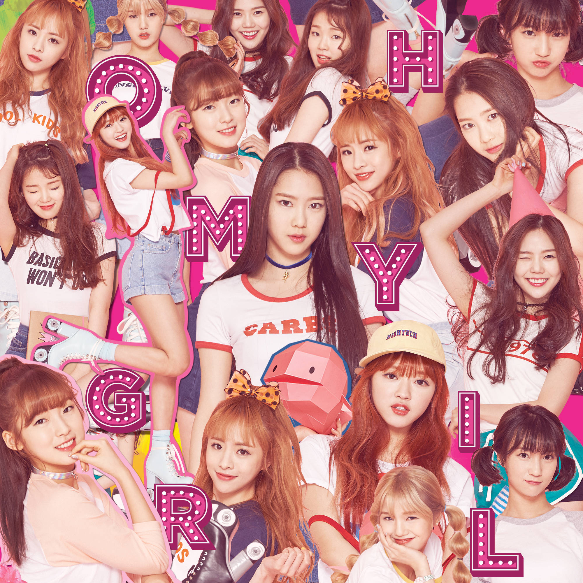 Oh My Girl, Pink Ocean, pink glittery letters, Full HD Desktop Wallpaper