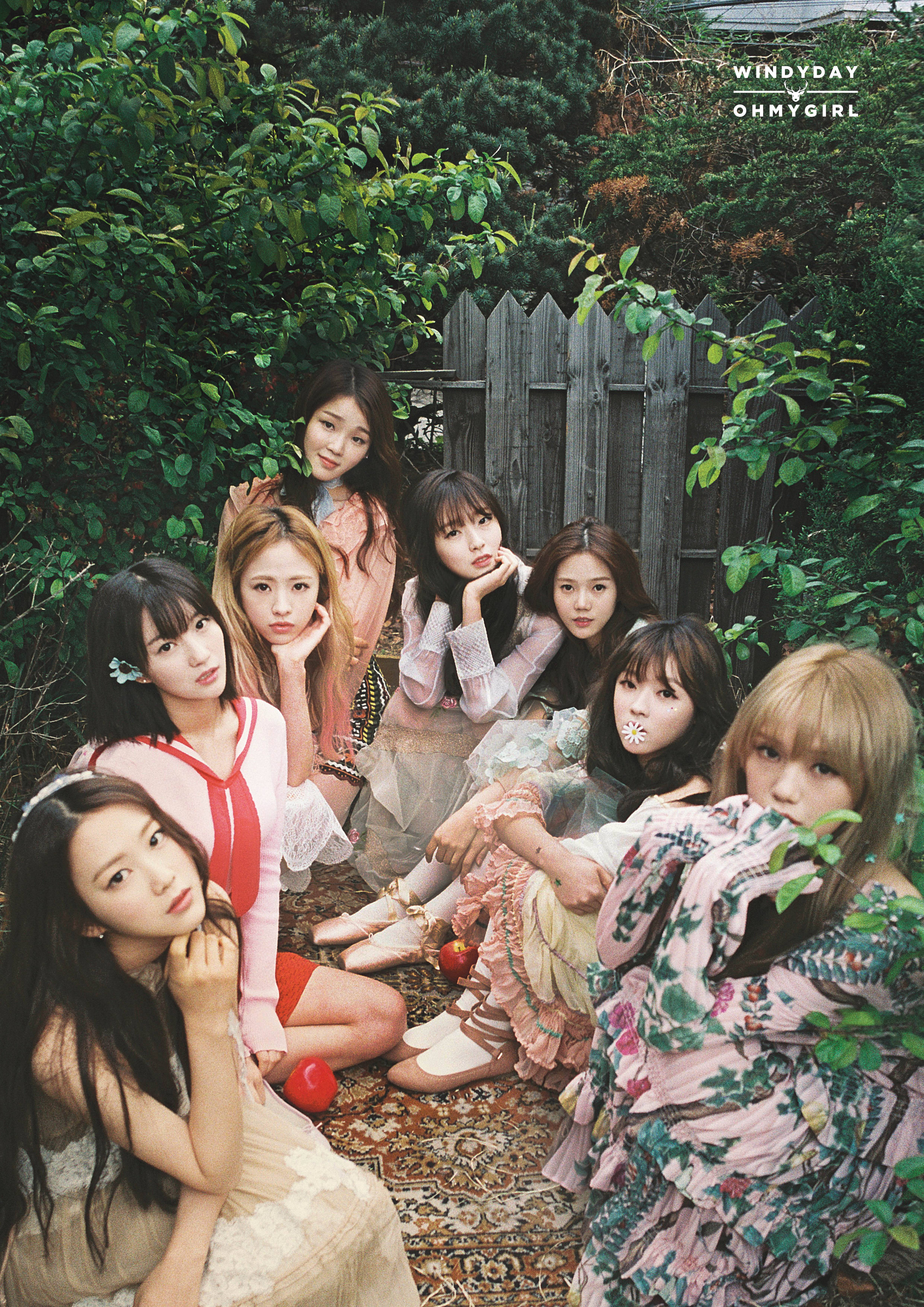 Oh My Girl, windy day, pastel floral outfits, 5K Phone Wallpaper