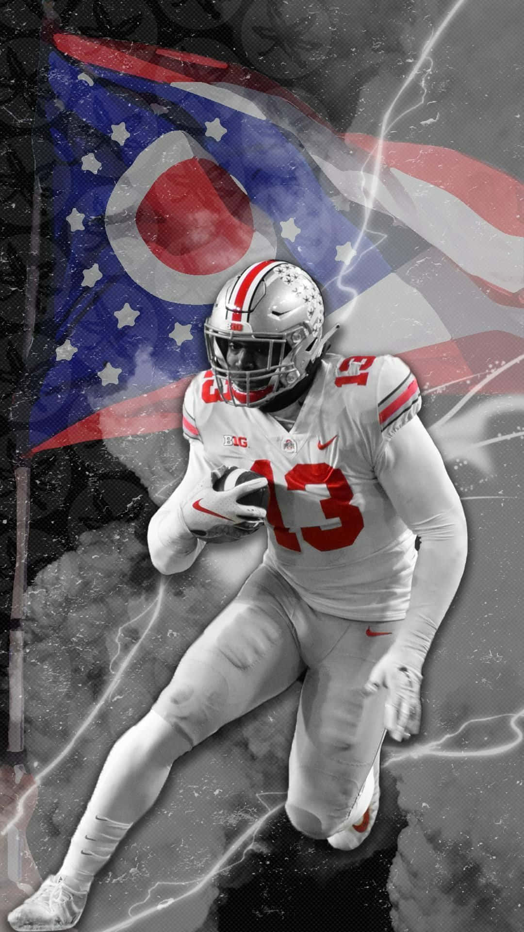 Ohio State Football, iPhone Player 13, white uniform, Full HD Phone Wallpaper