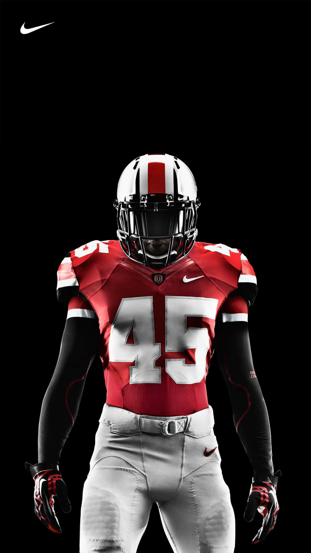Ohio State Football, red and white uniform, number 45, Full HD Phone Wallpaper