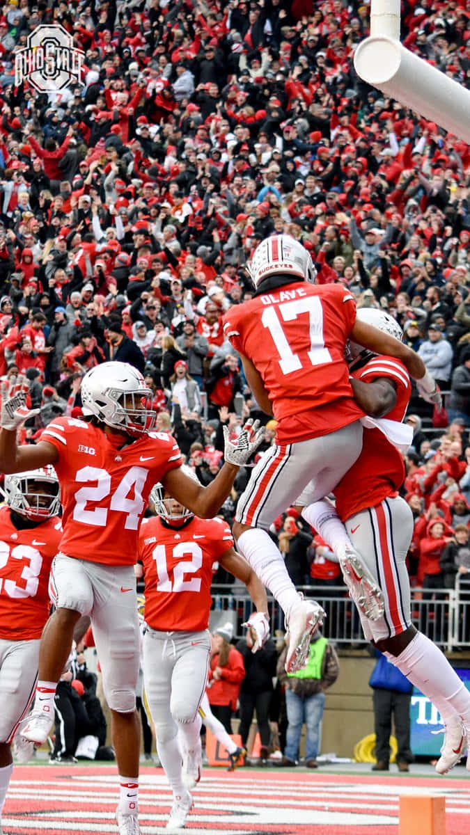 Ohio State Football, red uniforms, touchdown, SD Phone Wallpaper