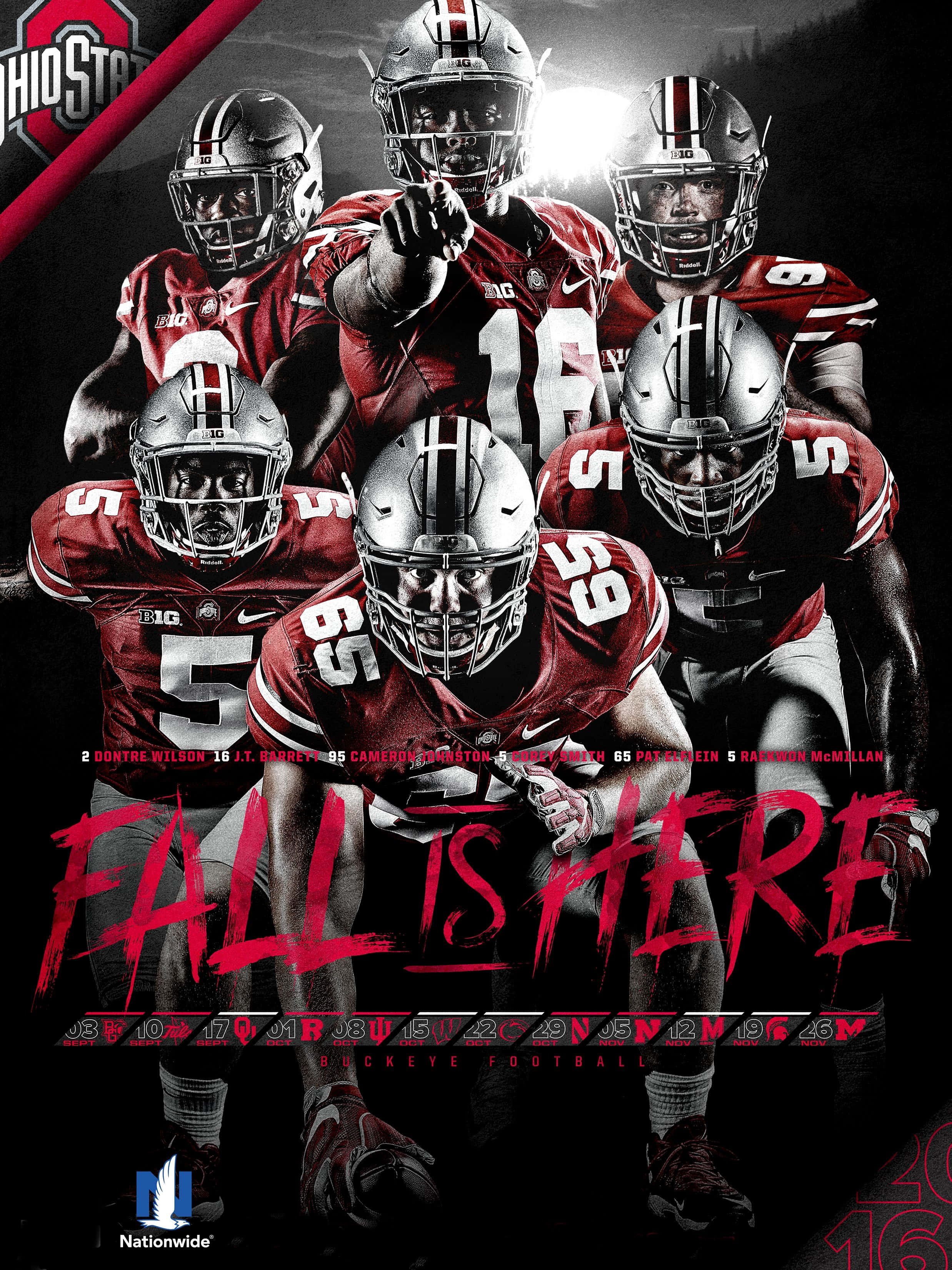 Ohio State football, red uniforms, red helmets, 2K Phone Wallpaper