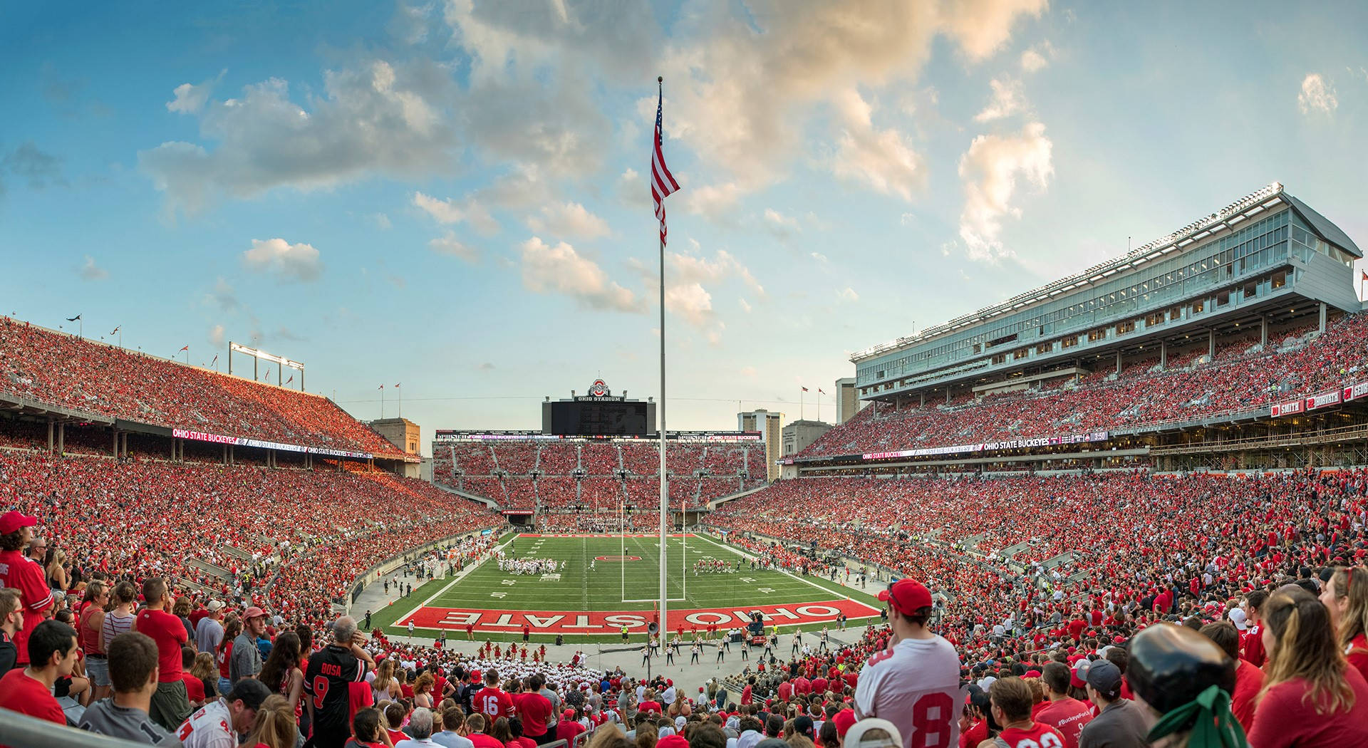 Ohio State University, football stadium, golden sunset, Full HD Desktop Wallpaper