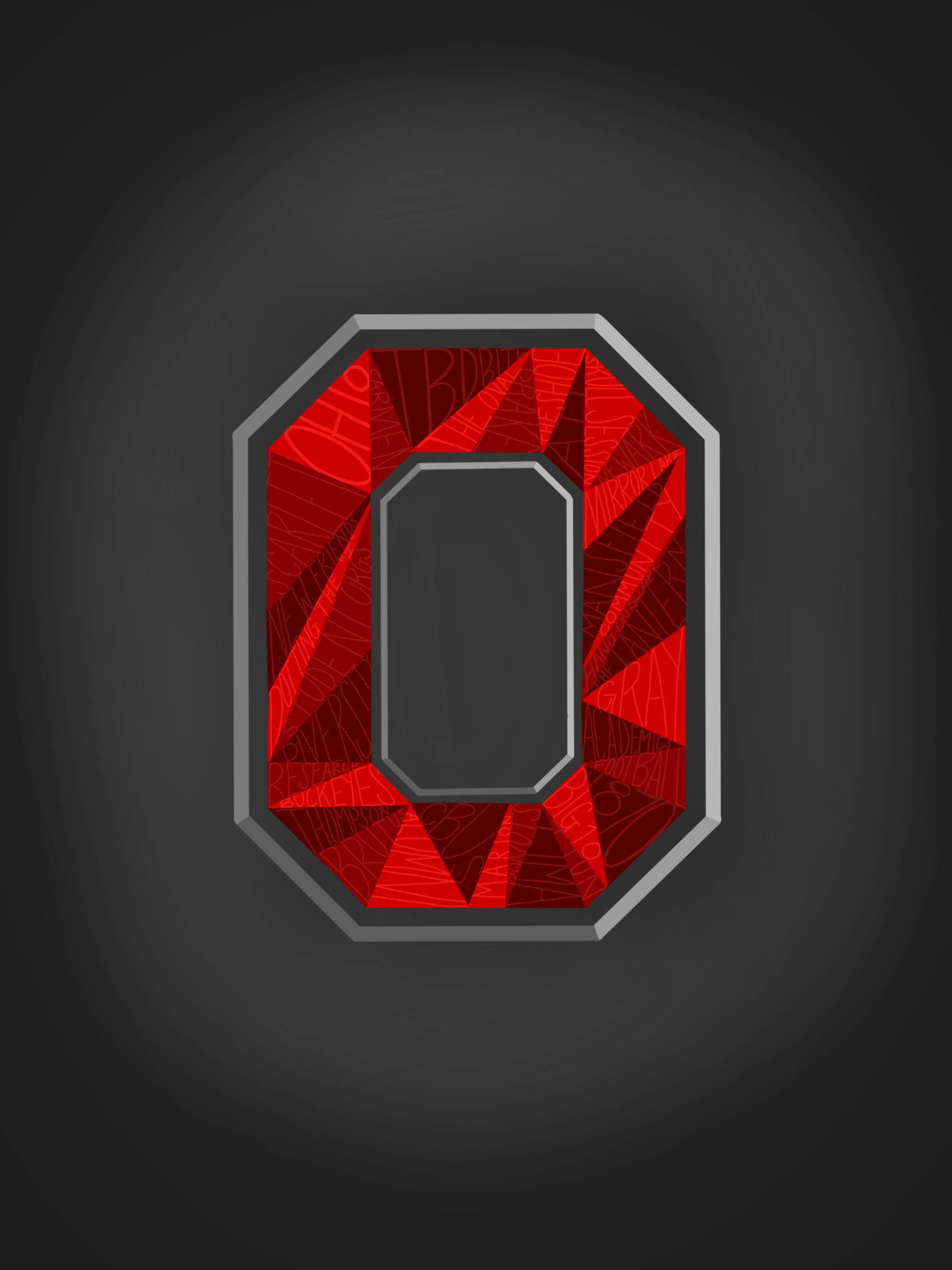 Ohio State University, letter O, red gemstone, Full HD Phone Wallpaper
