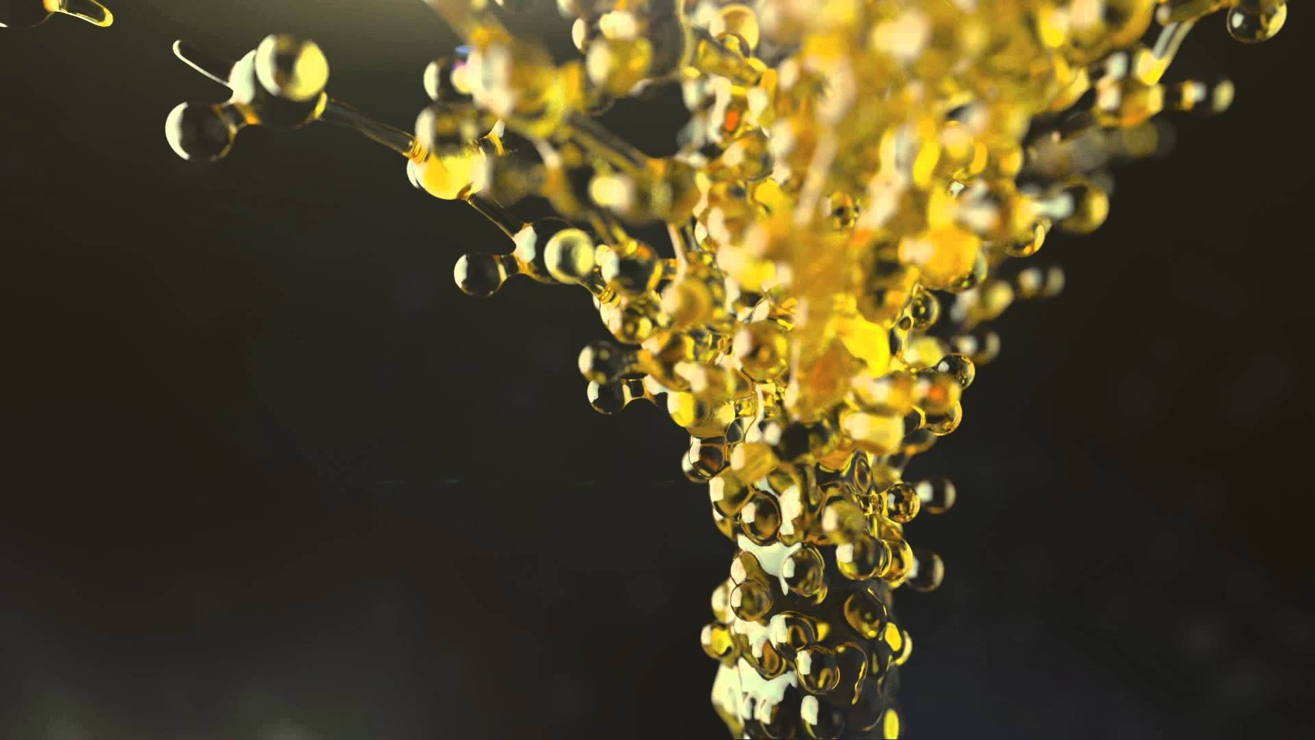 engine oil, golden liquid droplets, dynamic splash, Full HD Desktop Wallpaper