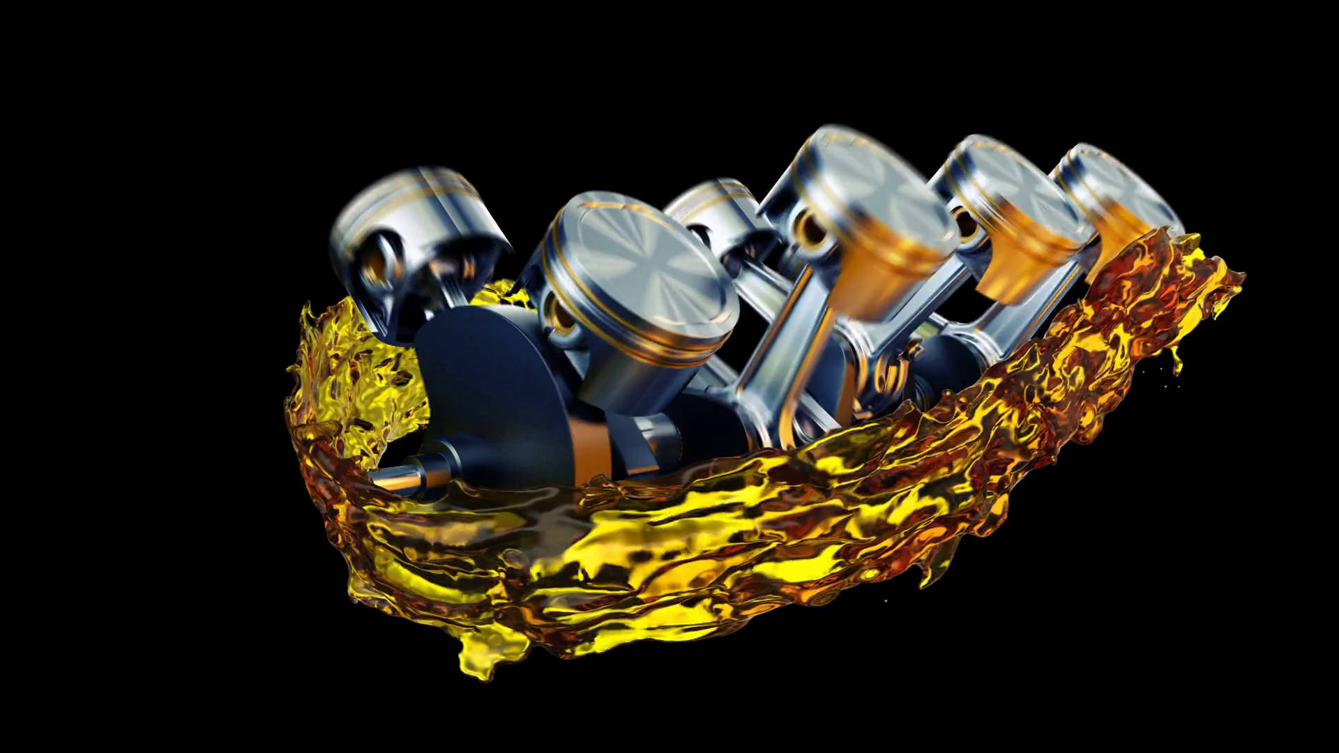 car engine oil, golden engine oil, shiny metallic pistons, Full HD Desktop Wallpaper