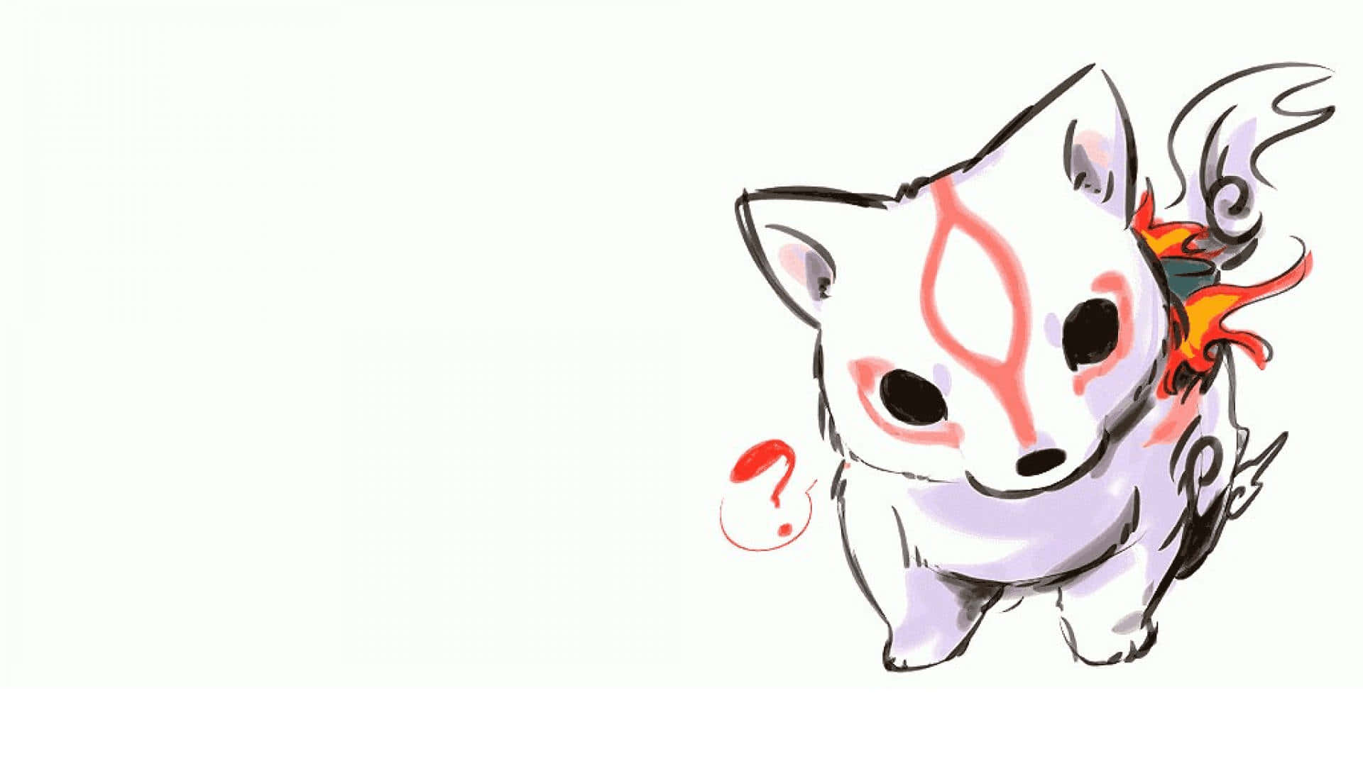 Okami HD, white fox-like creature, red markings, Full HD Desktop Wallpaper