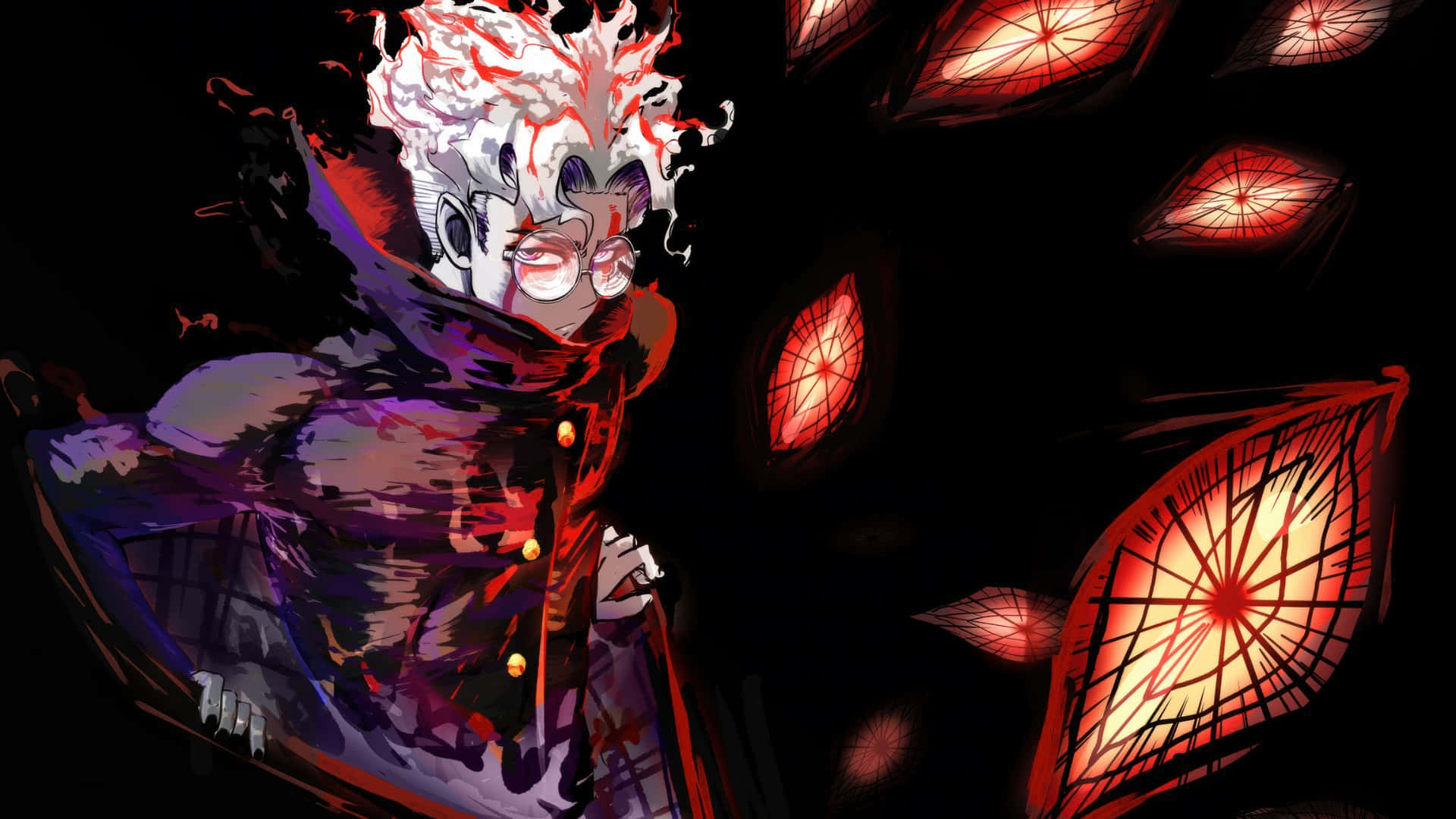 Okarun, white hair, red eyes, Full HD Desktop Wallpaper
