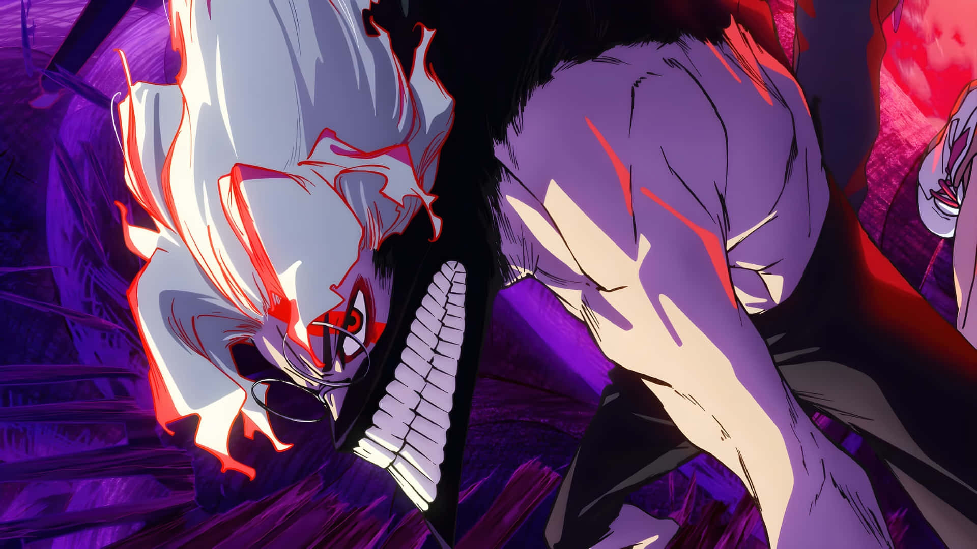 Okarun, white hair, red eyes, Full HD Desktop Wallpaper