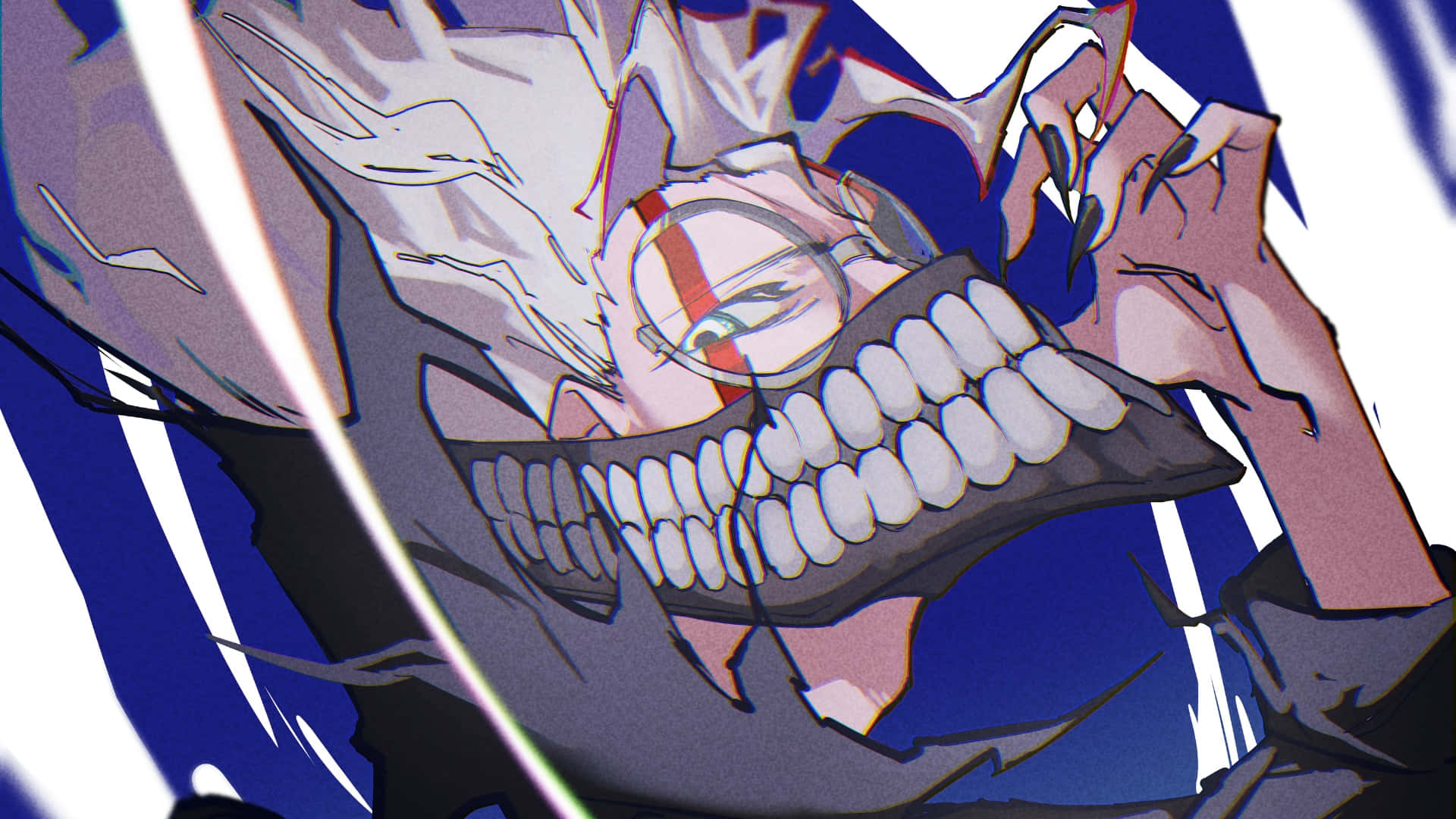 Okarun, white hair, glasses, Full HD Desktop Wallpaper