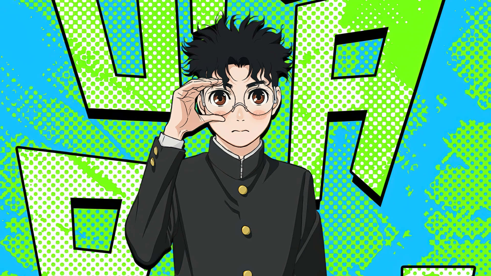 Okarun, black school uniform, glasses, Full HD Desktop Wallpaper