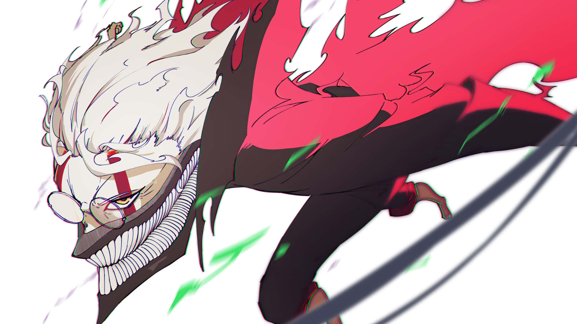Okarun, white hair, red markings, Full HD Desktop Wallpaper