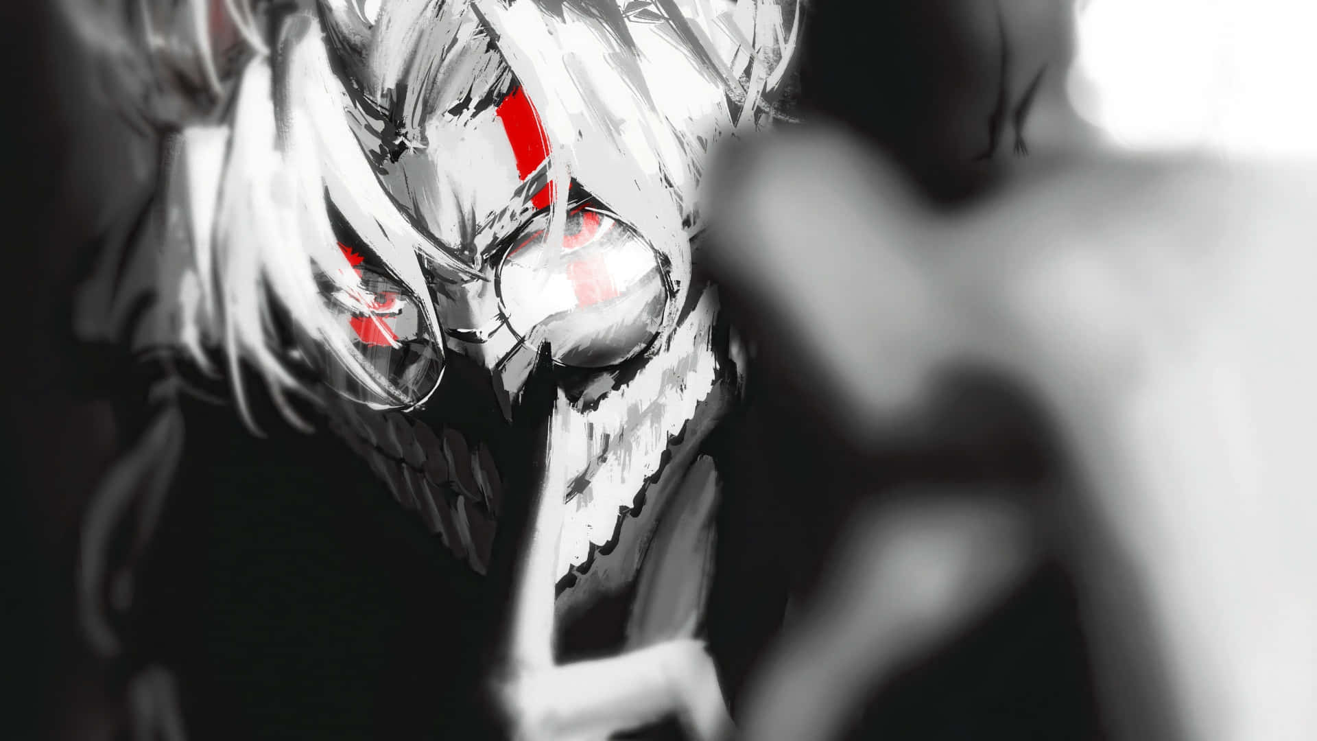 Okarun, white hair, red eyes, Full HD Desktop Wallpaper