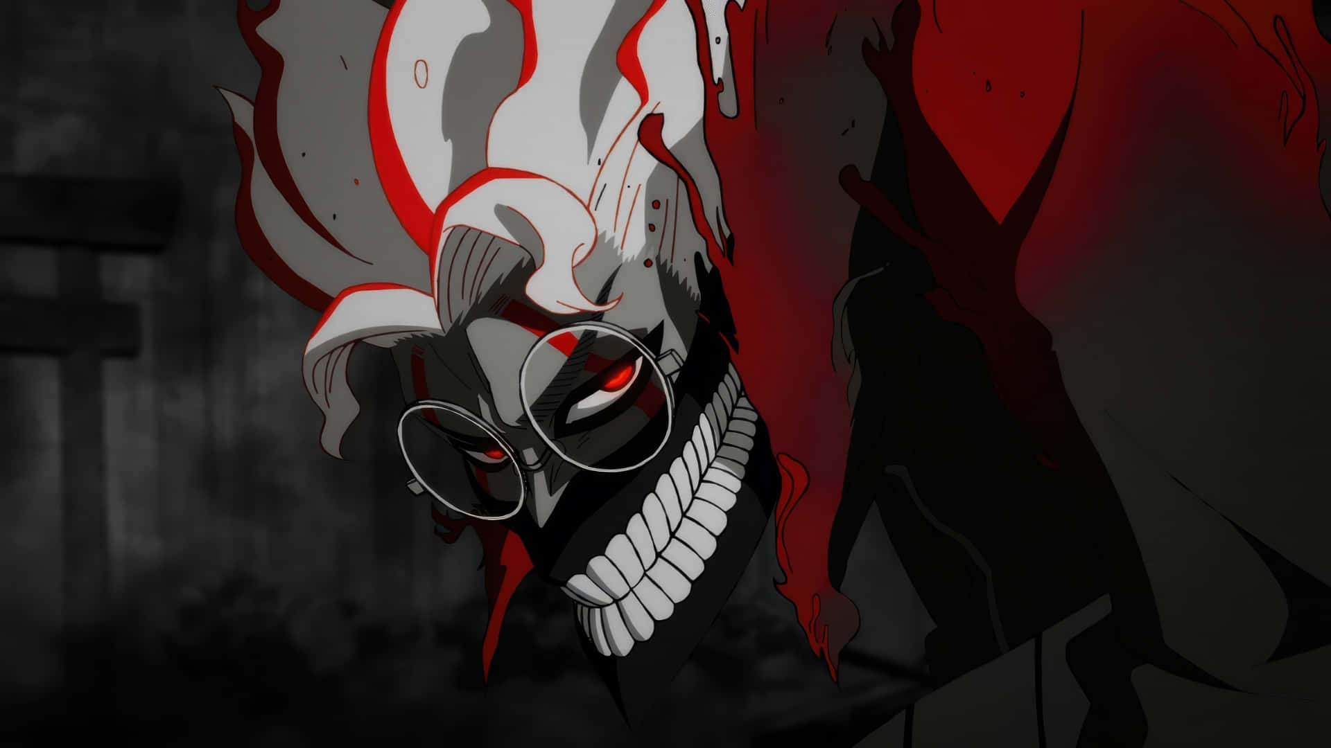 Okarun, skull mask, red eyes, Full HD Desktop Wallpaper