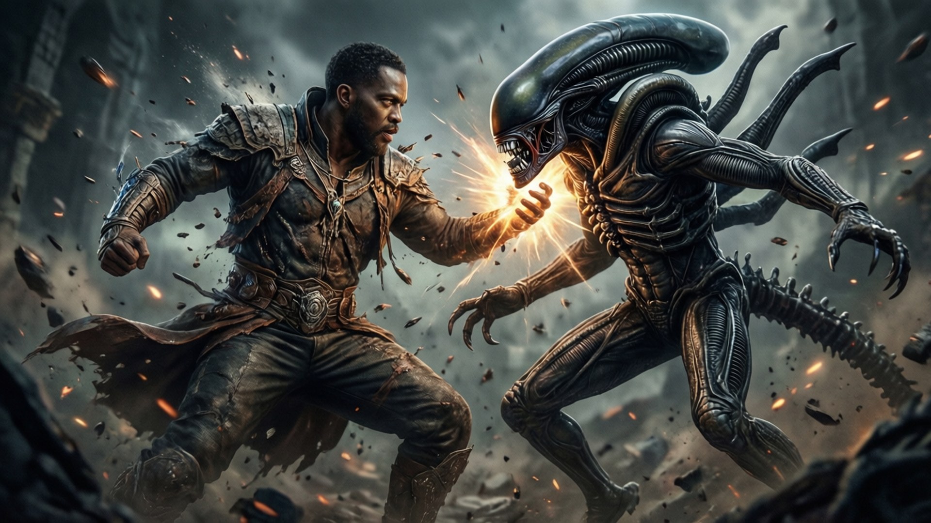 Okarun, alien, energy attacks, Full HD Desktop Wallpaper